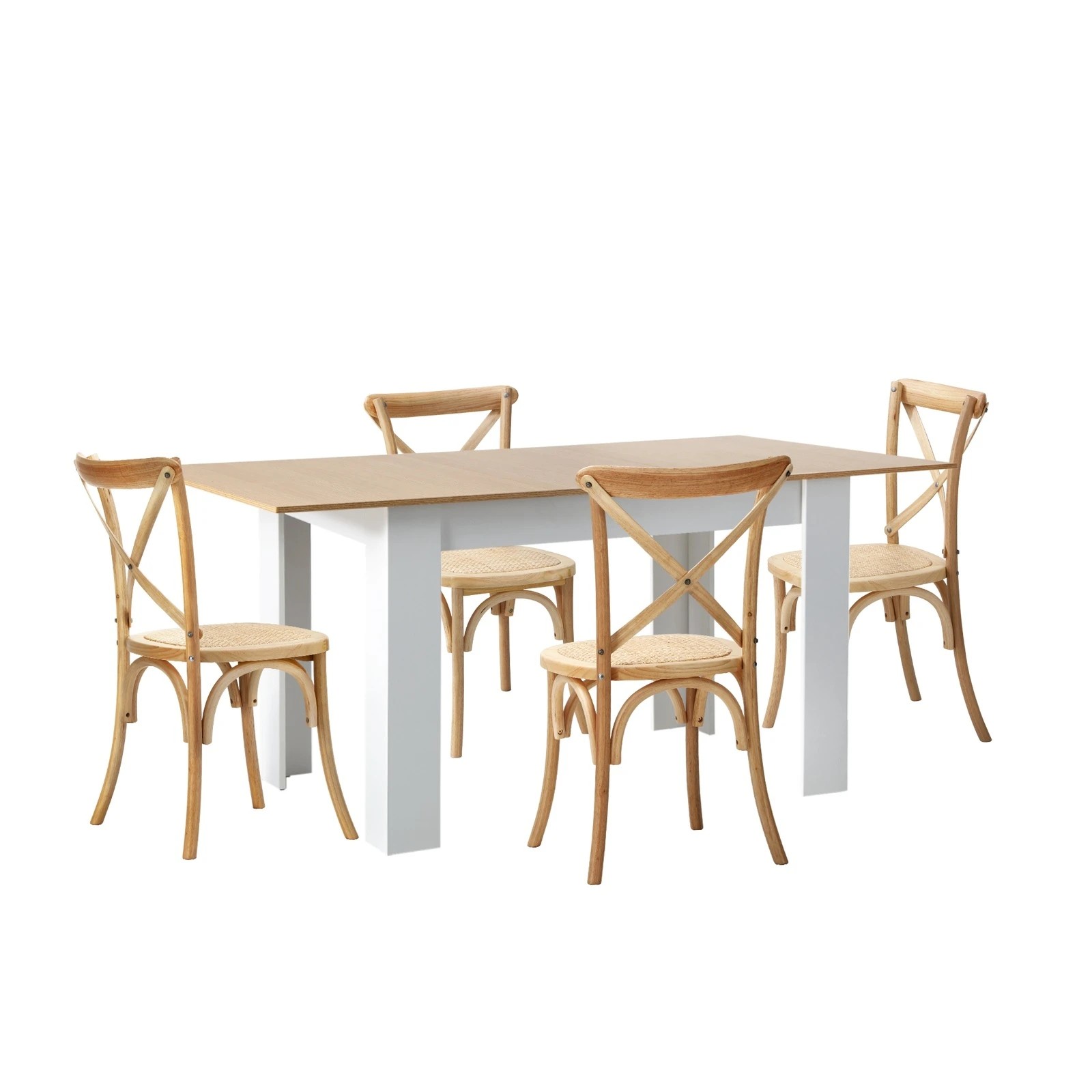 6 Oikiture 160cm Extendable Dining Table With 4pcs Dining Chairs Crossback Wooden
 - Multi, 6 of 10
