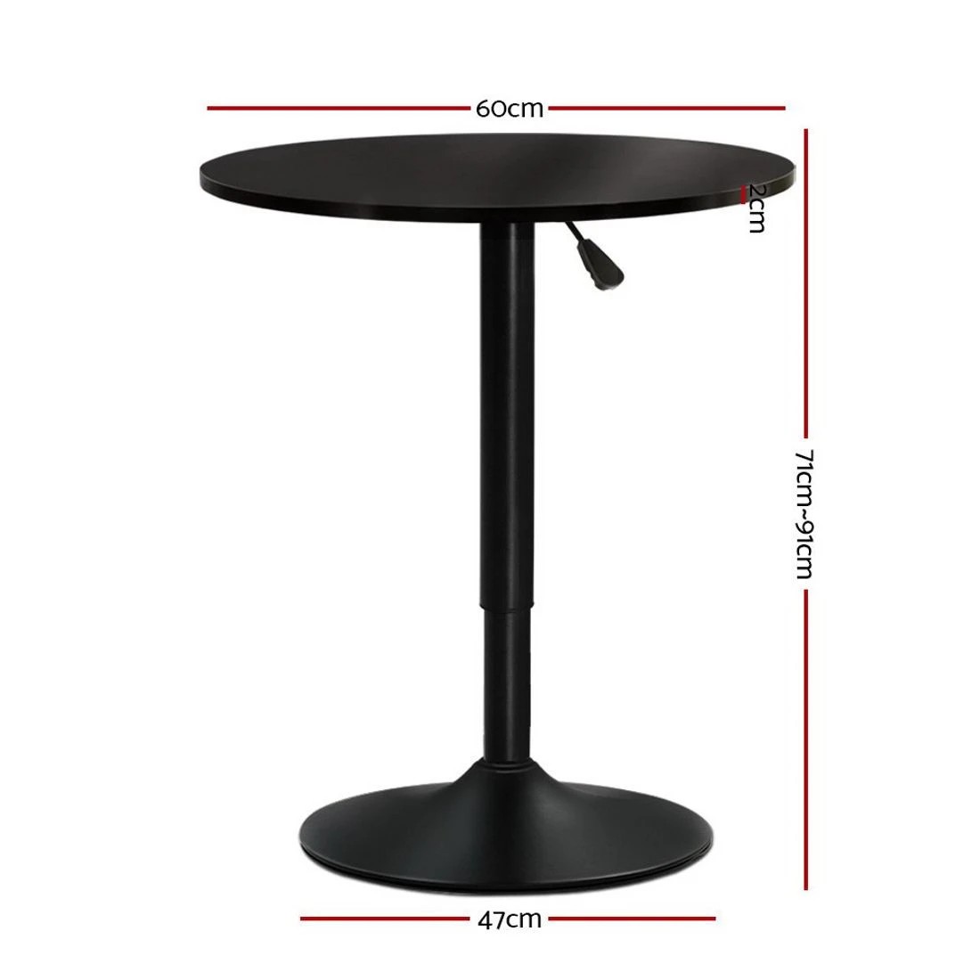 1 Artiss Bar Table Gas Lift Round - Black, 1 of 8
