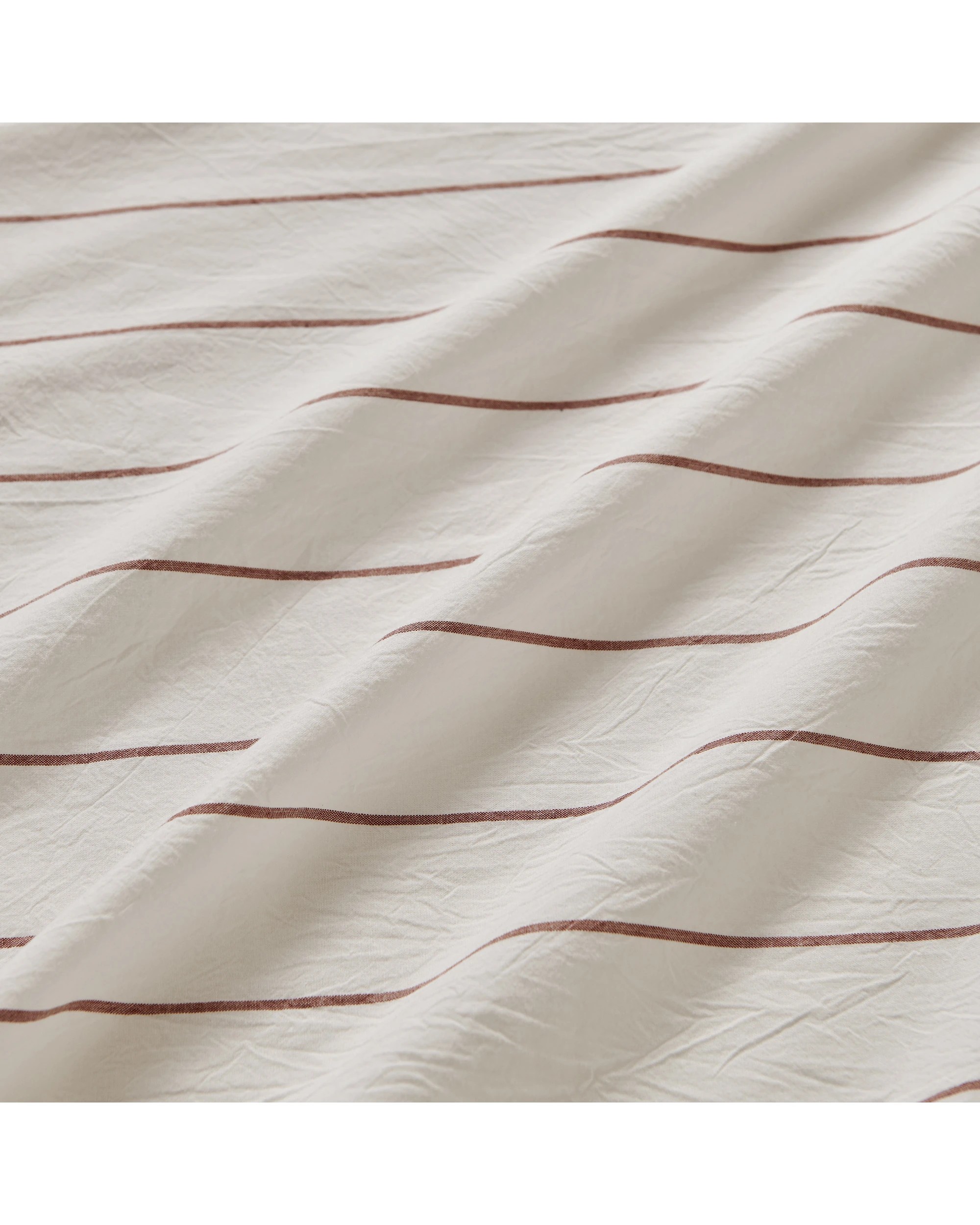 3 Dreamaker Rumi Stripe Washed Cotton Reversible Quilt Cover Set - Double Bed - White with Rust, 3 of 6