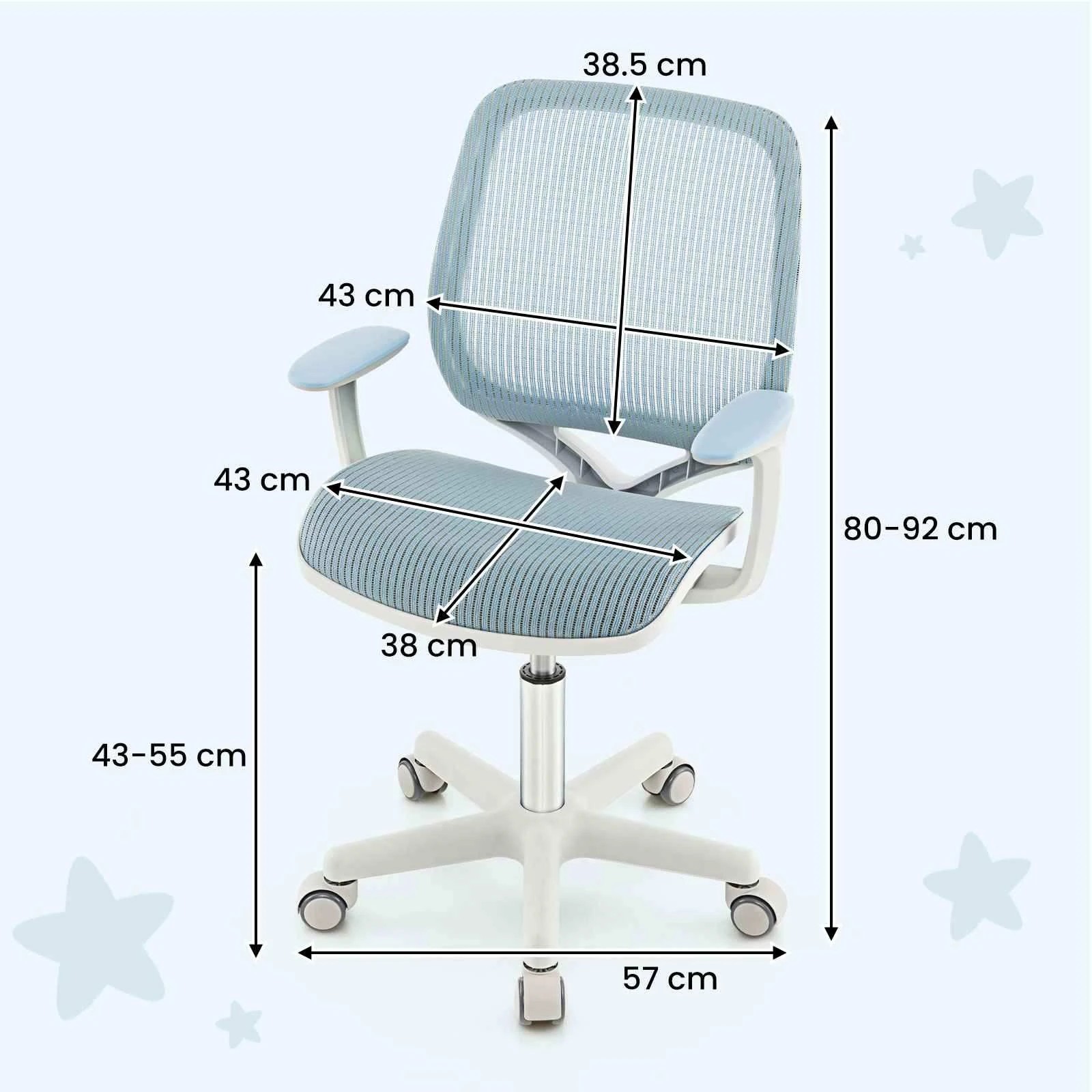 2 Costway Desk Chair Swivel Mesh Computer Chair Study Chair w/Adjustable Height - Blue, 2 of 3