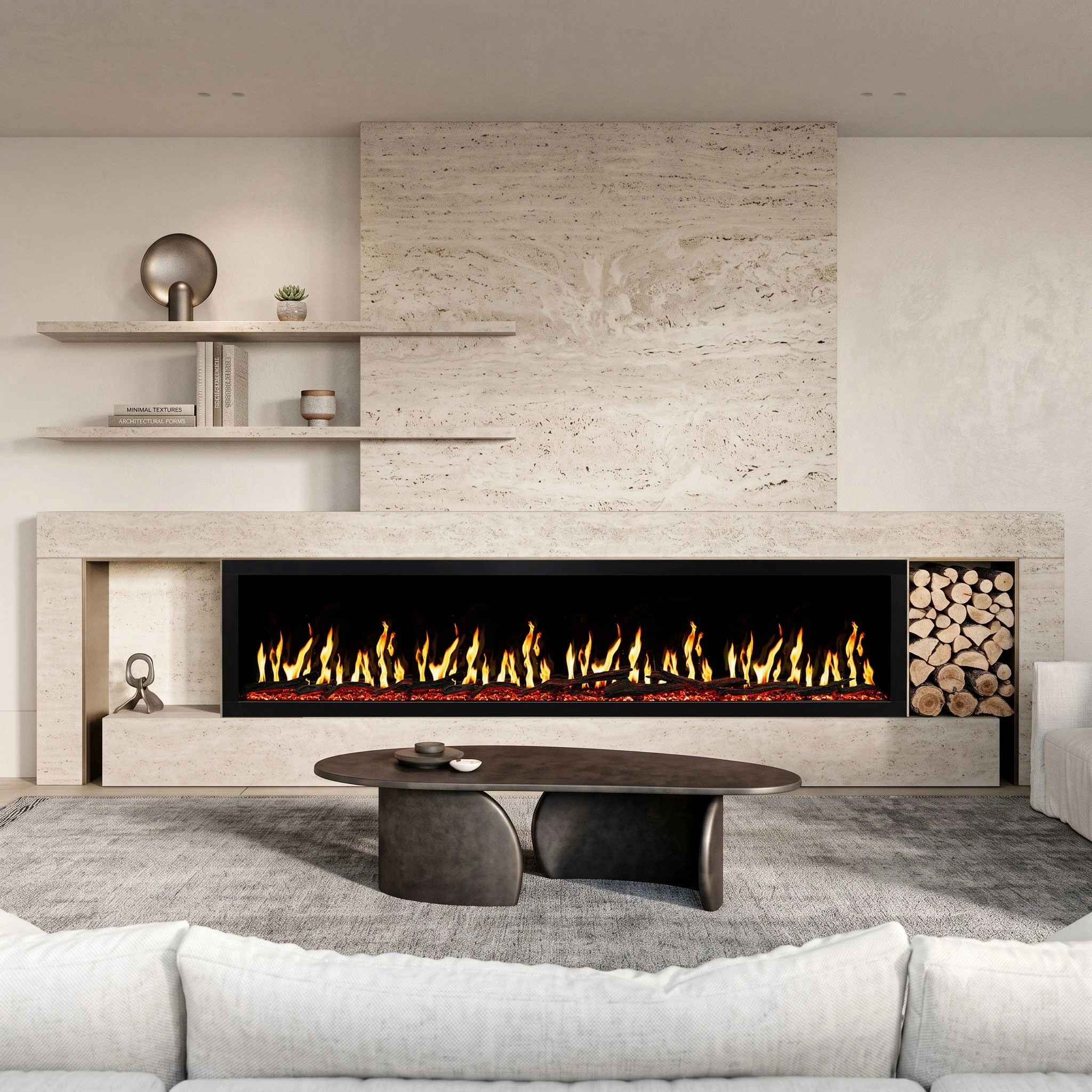 9 Moda Living Imperial 88 Inch LCD Electric Fireplace - Black, 9 of 10