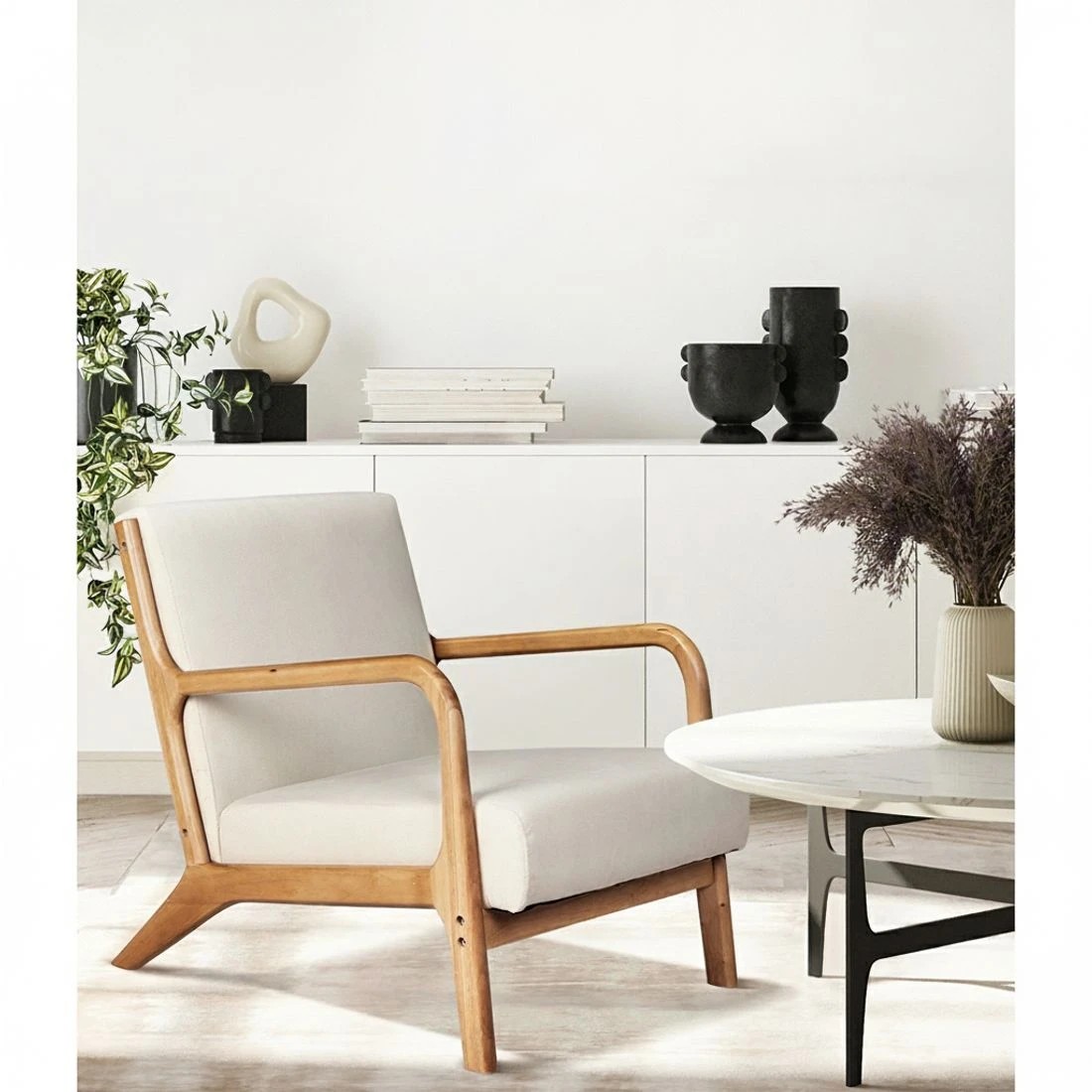 4 Artiss 2X Armchair Faux Fabric - White, 4 of 5