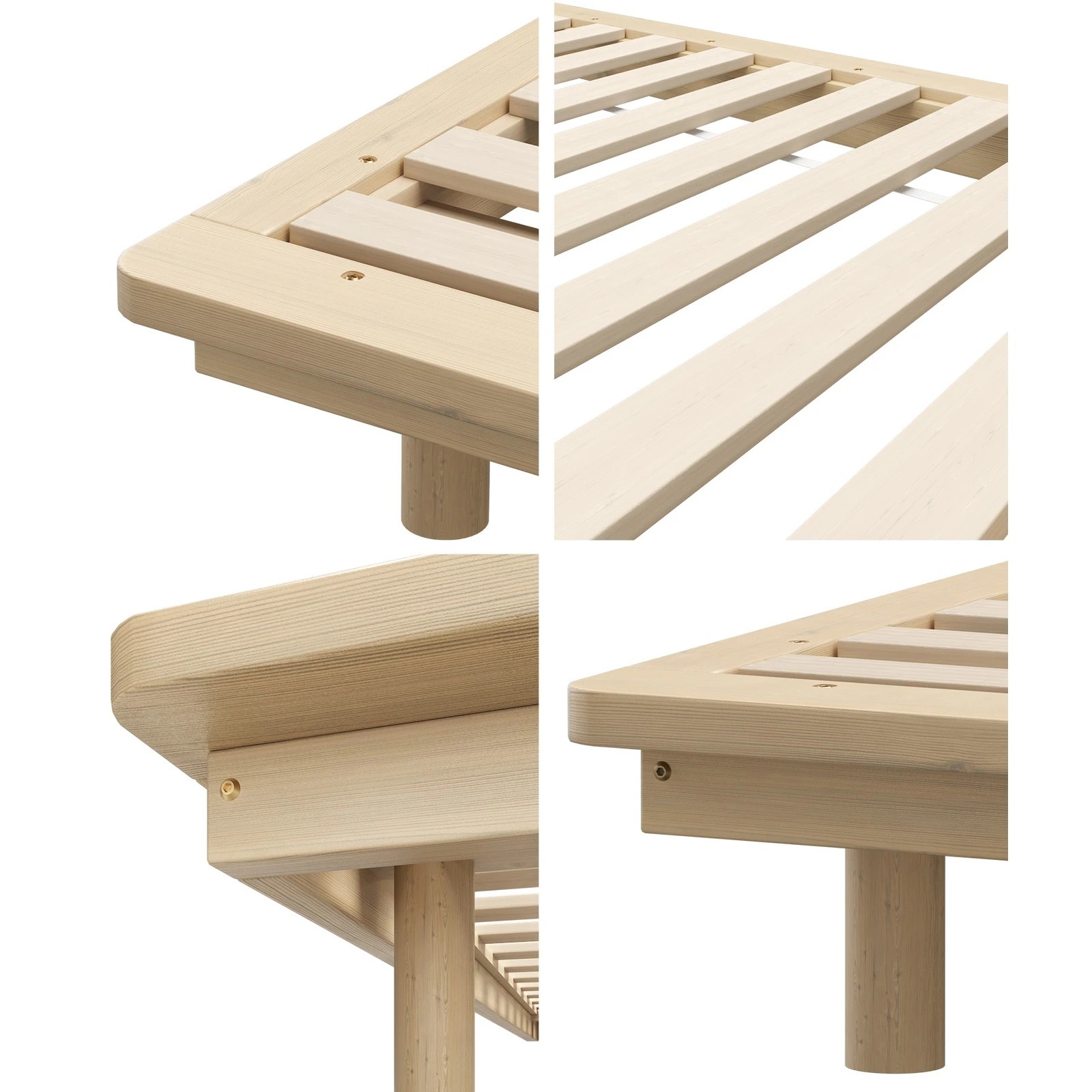 6 Oikiture Bed Frame Queen Size Wooden Timber Bed Base Floating Beds
 - Natural, 6 of 10