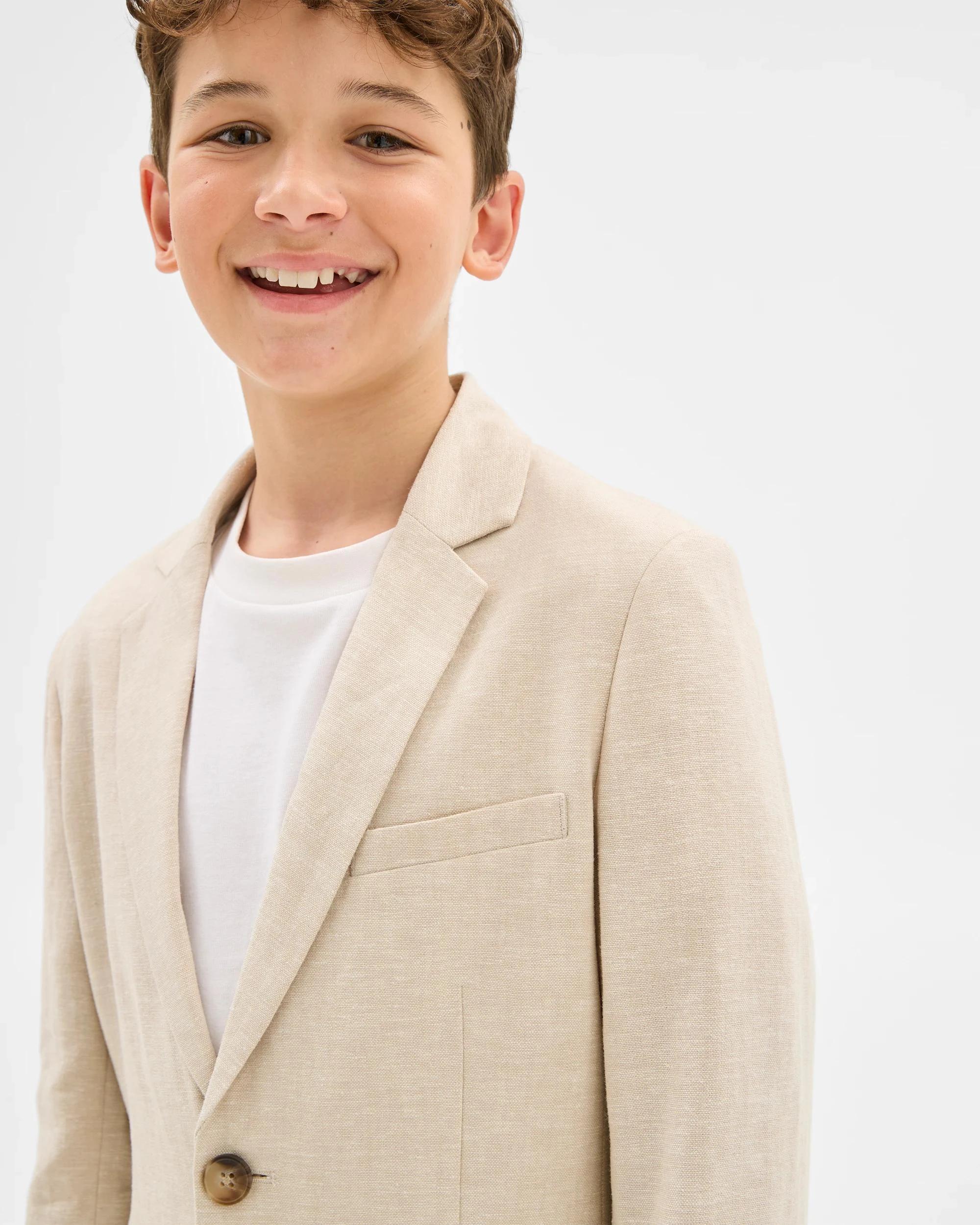 3 Target Boys Linen Blend Suiting Jacket NEUTRAL, 3 of 10