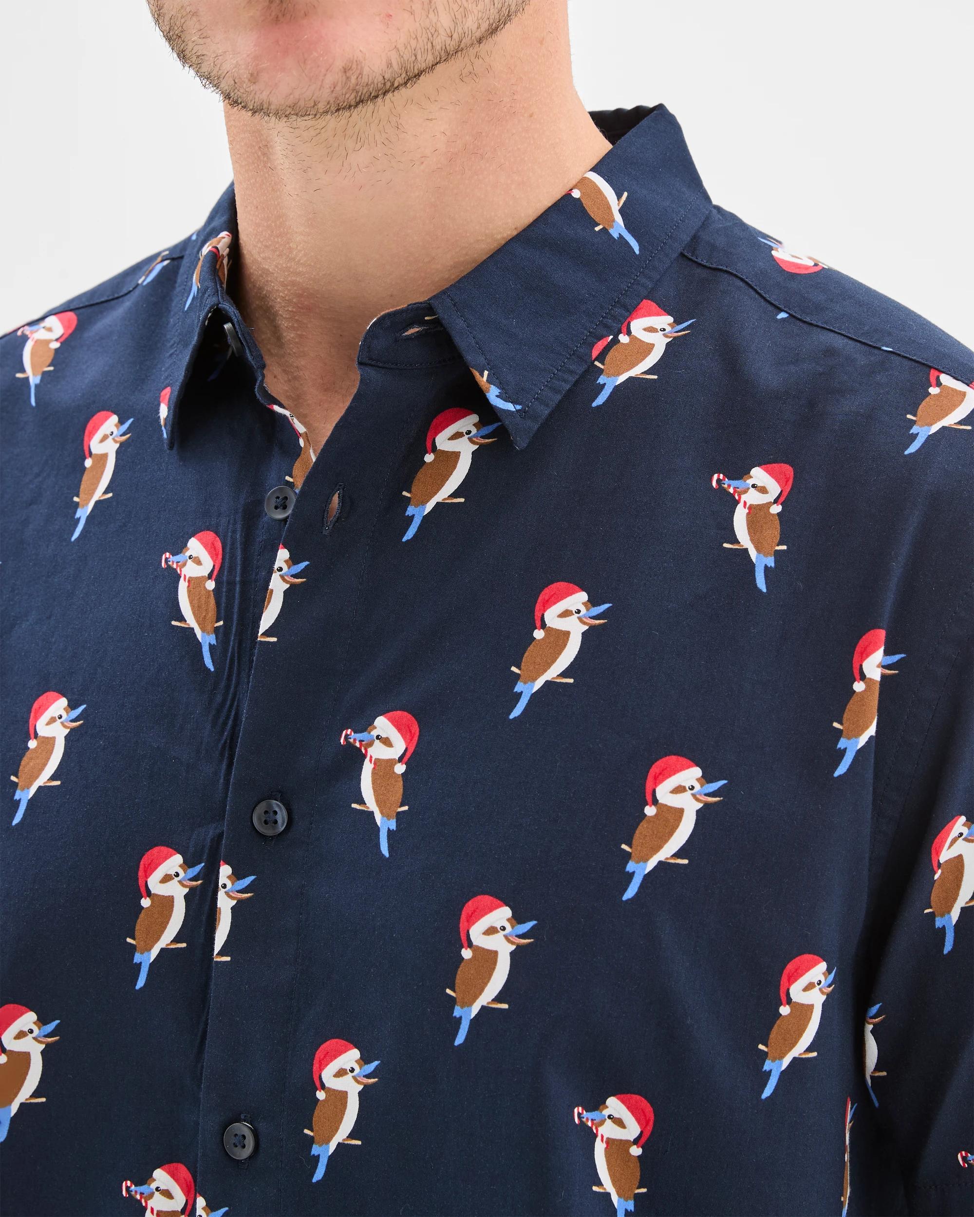 5 Target Christmas Bird Print Shirt NAVY, 5 of 6