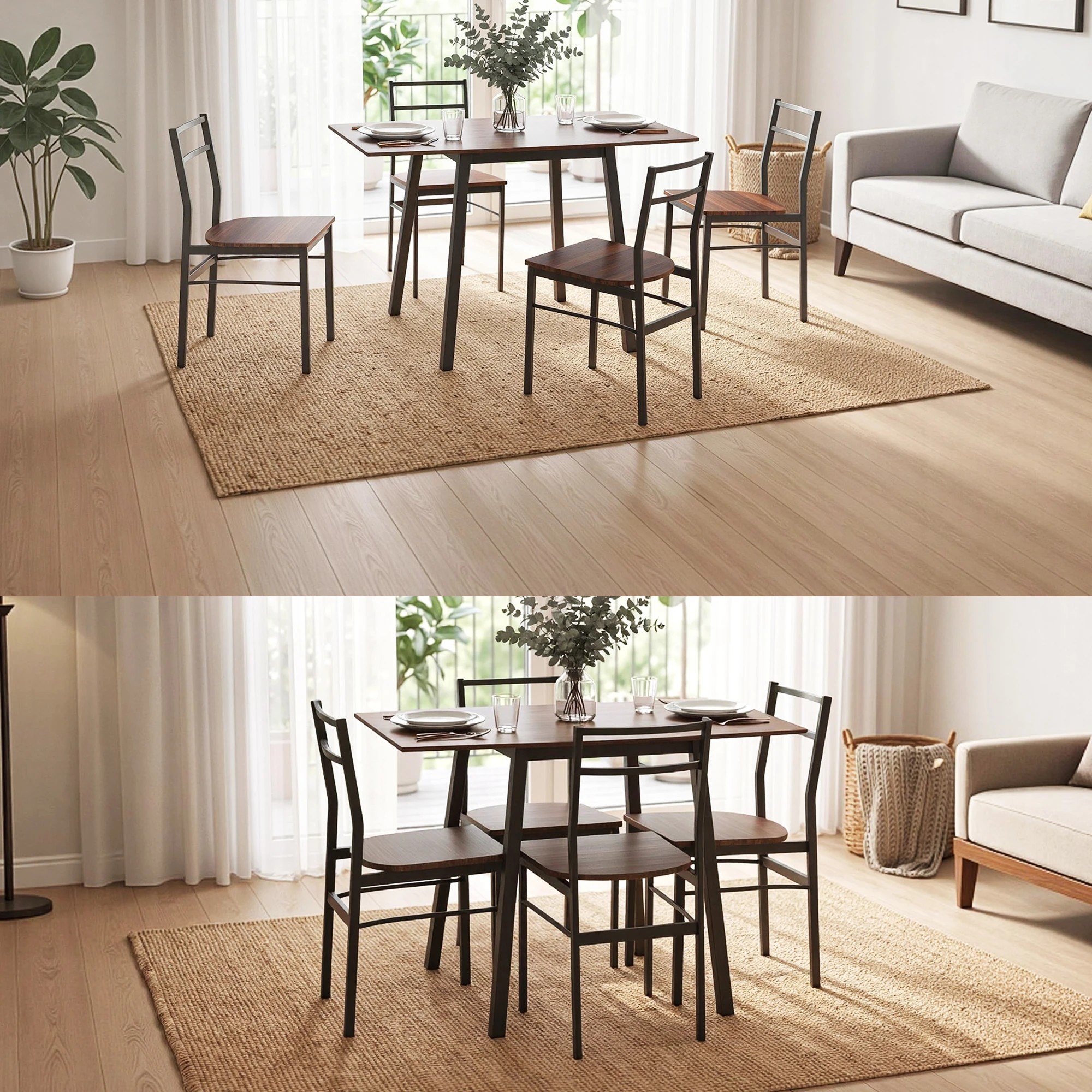 8 Artiss Dining Table and Chairs Set 5pcs with Extendable 60-120cm Drop-Leaf Table - Multi, 8 of 9