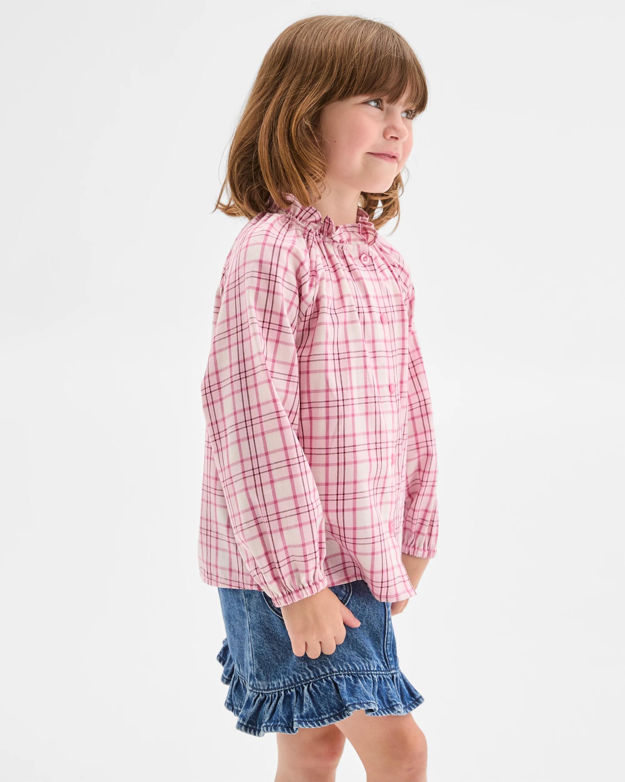 2 Target Kids Australian Cotton Fashion Woven Long Sleeve Top PINK, 2 of 7