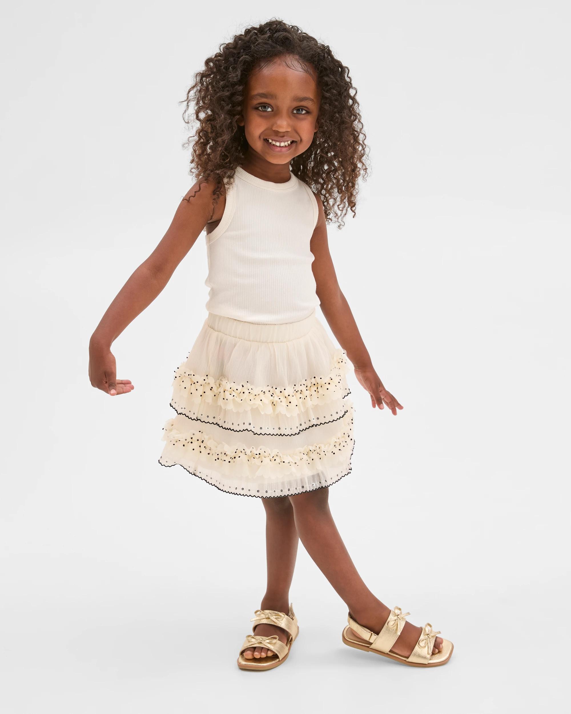 1 Target Kids Sequin Tulle Occasional Party Rara Skirt CREAM, 1 of 7