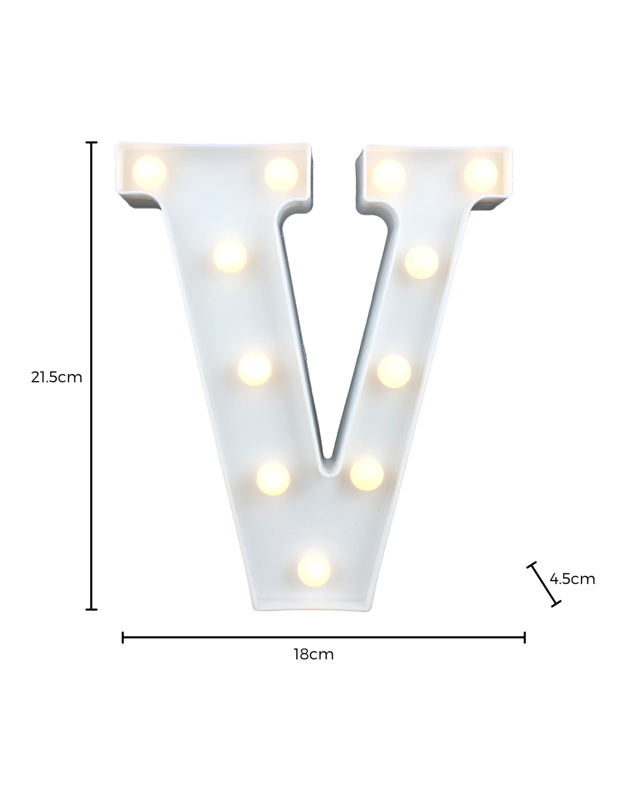3 LED Light Up Letter V White, 3 of 3