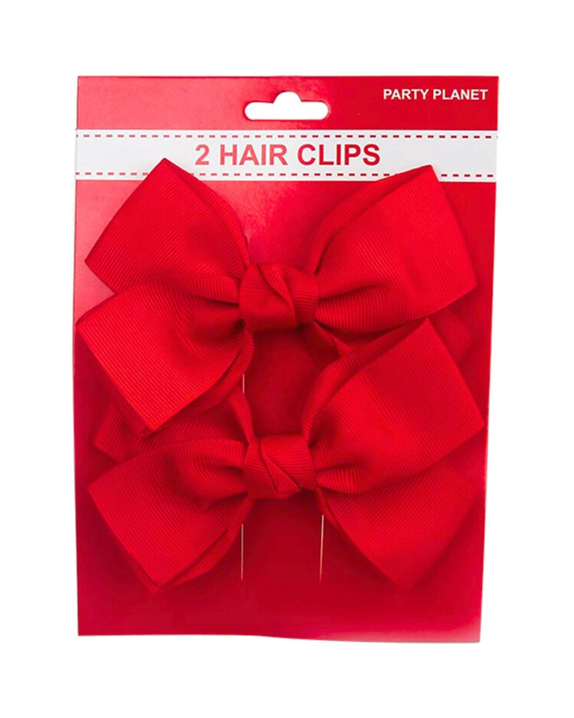 3 Party Planet Ribbon Bow Hair Clips Pack of 2 - Red, 3 of 3