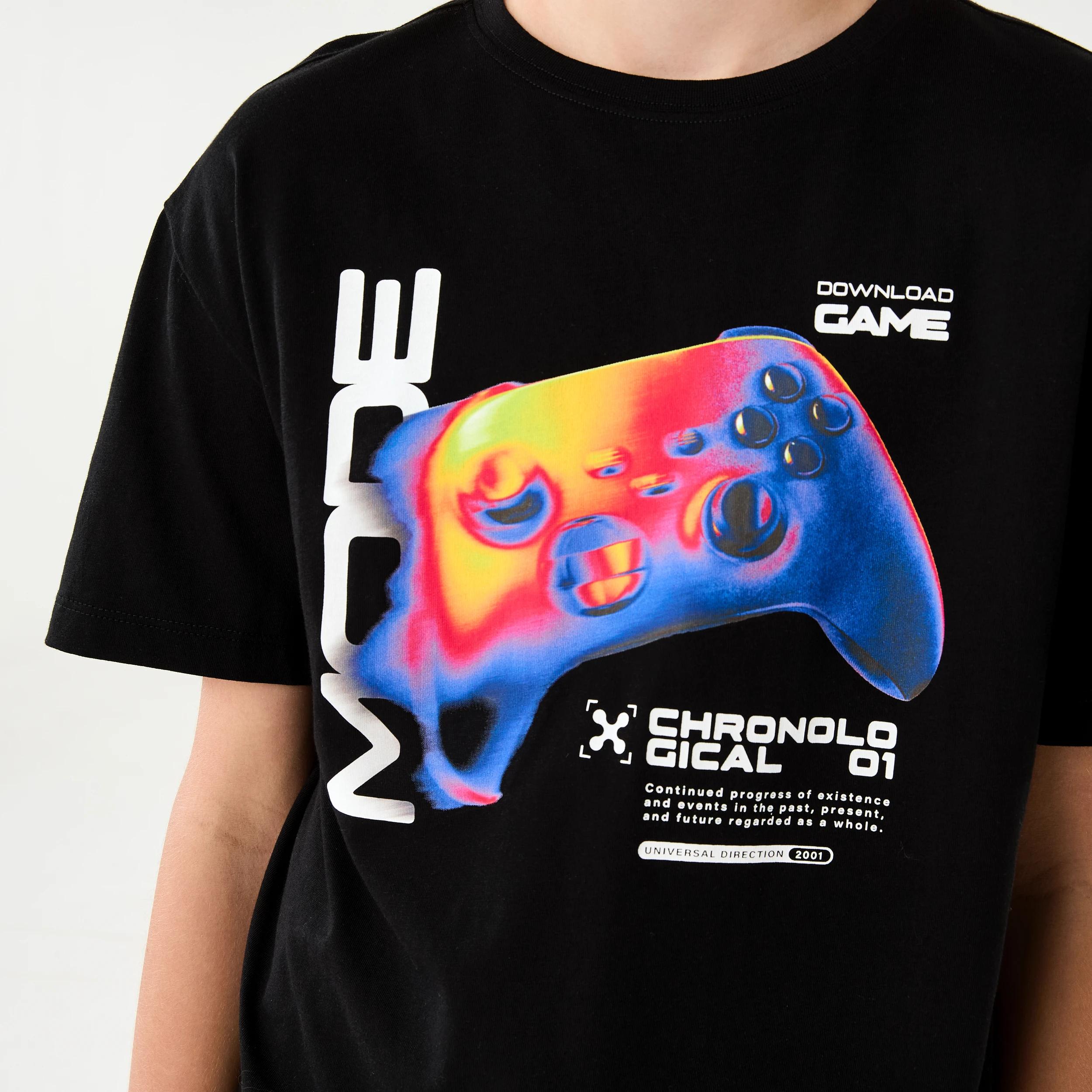 4 Short Sleeve Graphic Print T-shirt GAME MODE BLUR BLACK, 4 of 6