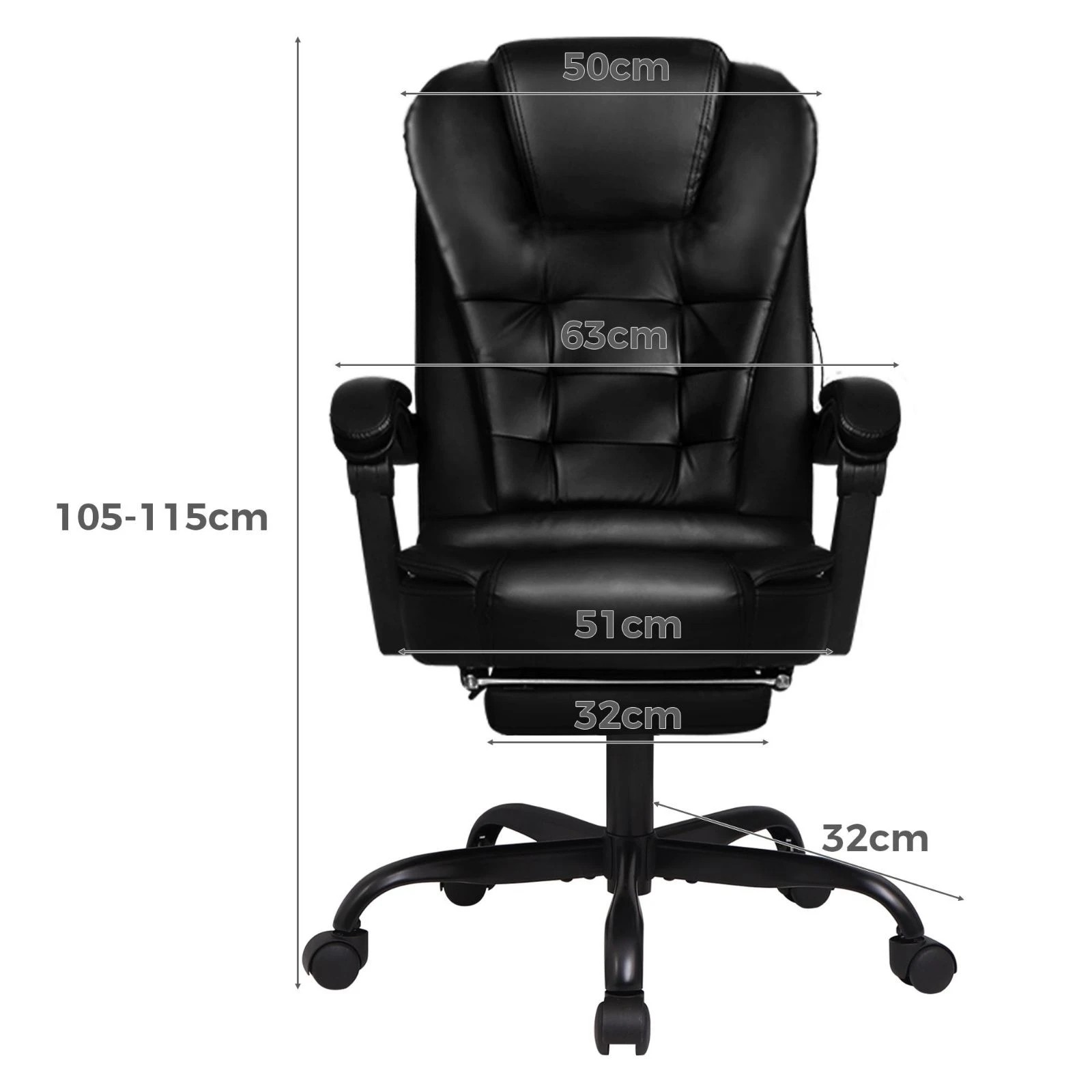 3 Alfordson Massage Office Chair FOOTREST Executive Gaming Racing Seat PU Leather - Black, 3 of 10