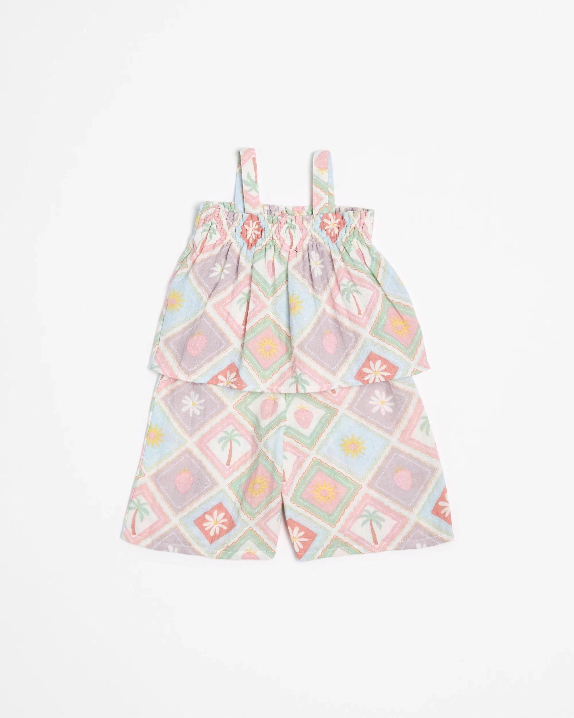 4 Target Baby Girls Cami & Wide Leg Pants 2 Piece Set MULTI/CREAM, 4 of 4