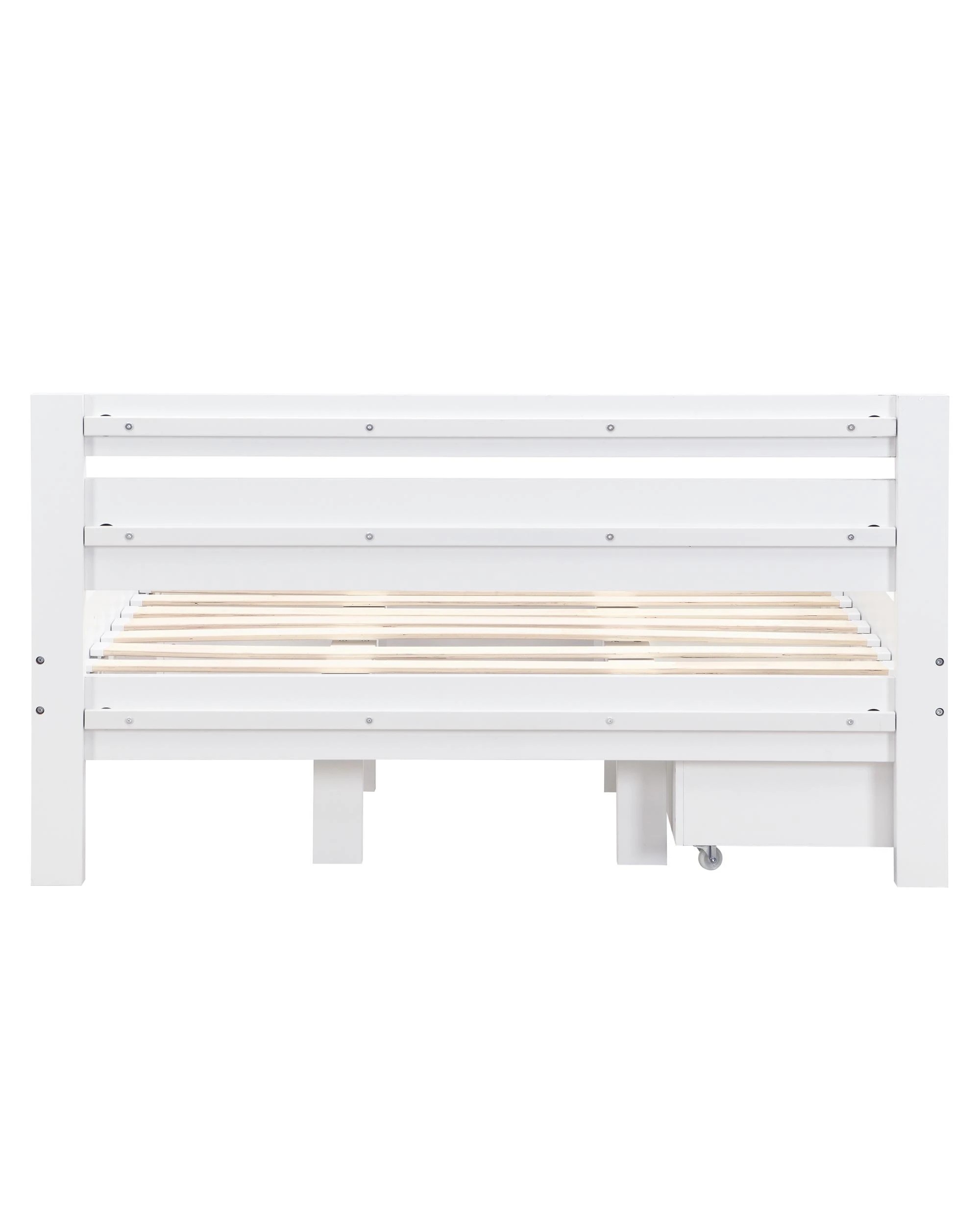 5 Kodu Bed Frame with Open Shelving and Pull Out Storage Double Size - White, 5 of 10