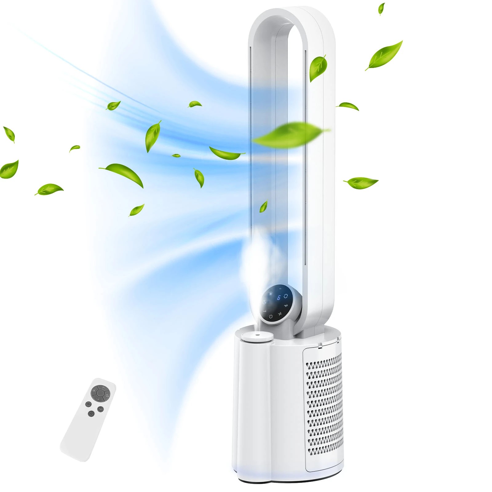 1 Advwin Bladeless Tower Fan with Humidifier, with 80°Oscillation, 8H Timer, 12-Speed, Auto Off, 1 of 7