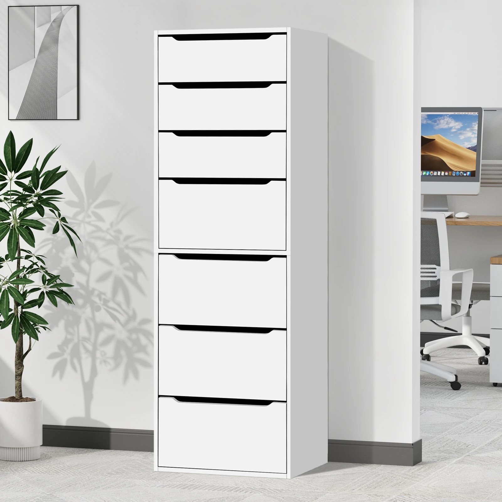 9 Alfordson Chest of 7 Drawers Office Storage Cabinet Tallboy Bedroom - White, 9 of 10