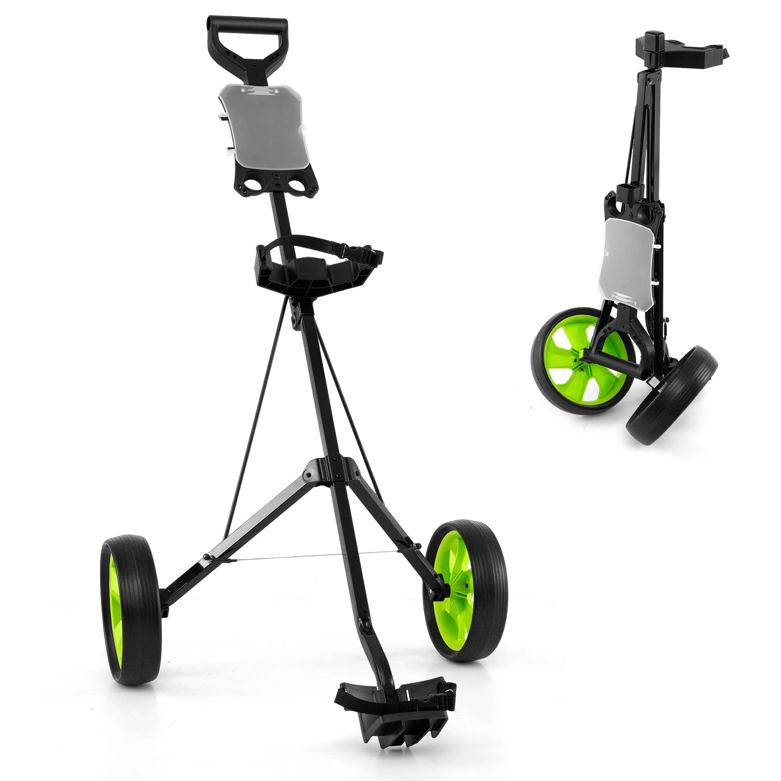 1 Costway 2 Wheel Golf Push Cart Foldable Golf Trolley w/Scorecard Holder, 1 of 1
