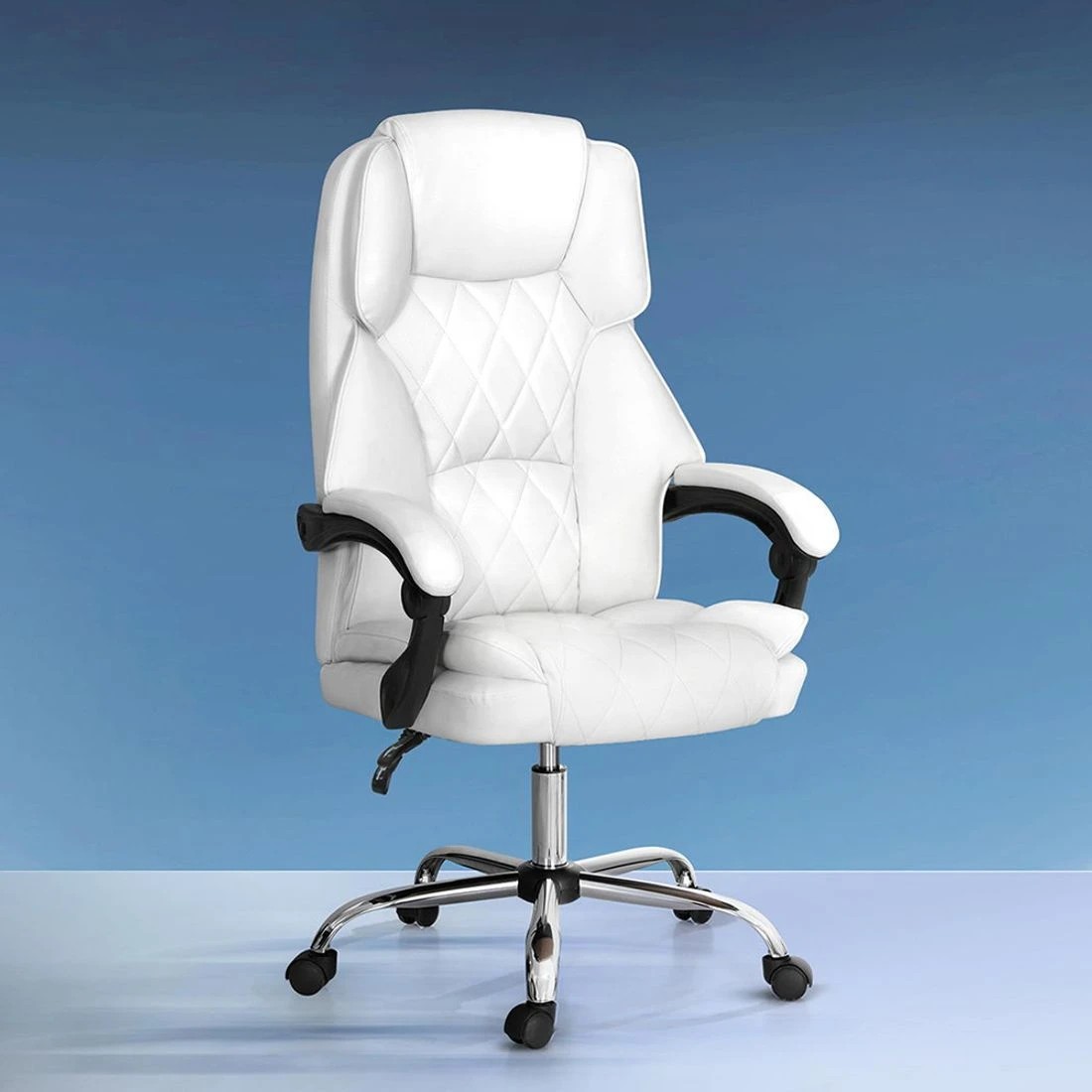 1 Artiss Executive Office Chair Leather Recliner - White, 1 of 7