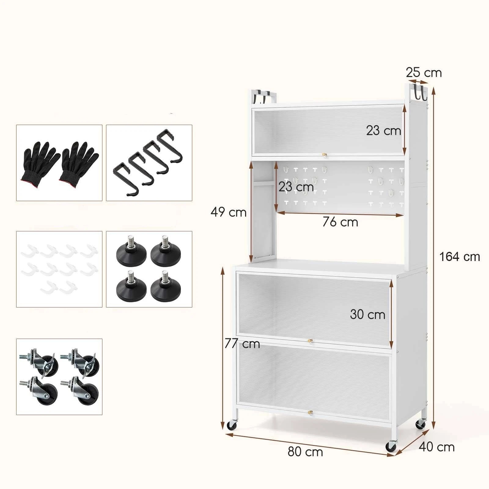 4 Costway 5-Tier Kitchen Bakers Rack w/Wheels White, 4 of 5