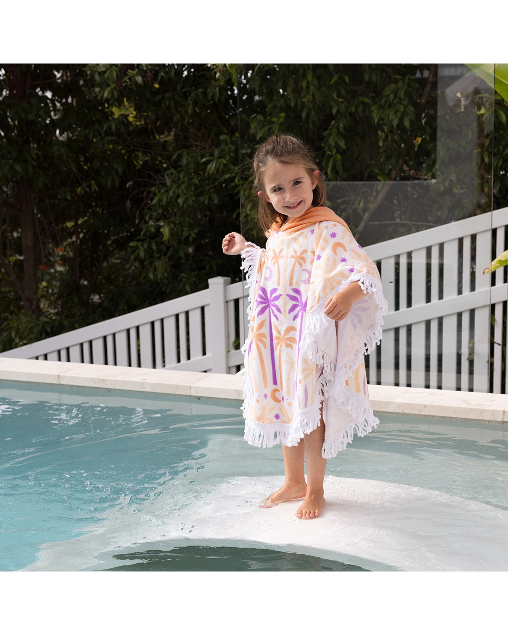 5 BAMBURY Kids Shaped Poncho Hooded Towel UPF 50 Sun Protection Soft Absorbent Cotton - Multi, 5 of 6