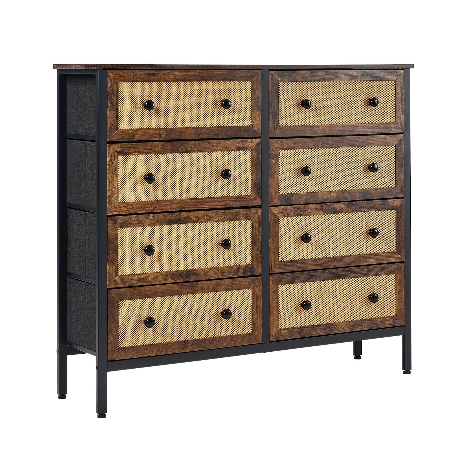 1 Oikiture 8 Chest of Drawers Storage Cabinet Rattan Fabric Dresser Tallboy - Multi, 1 of 6
