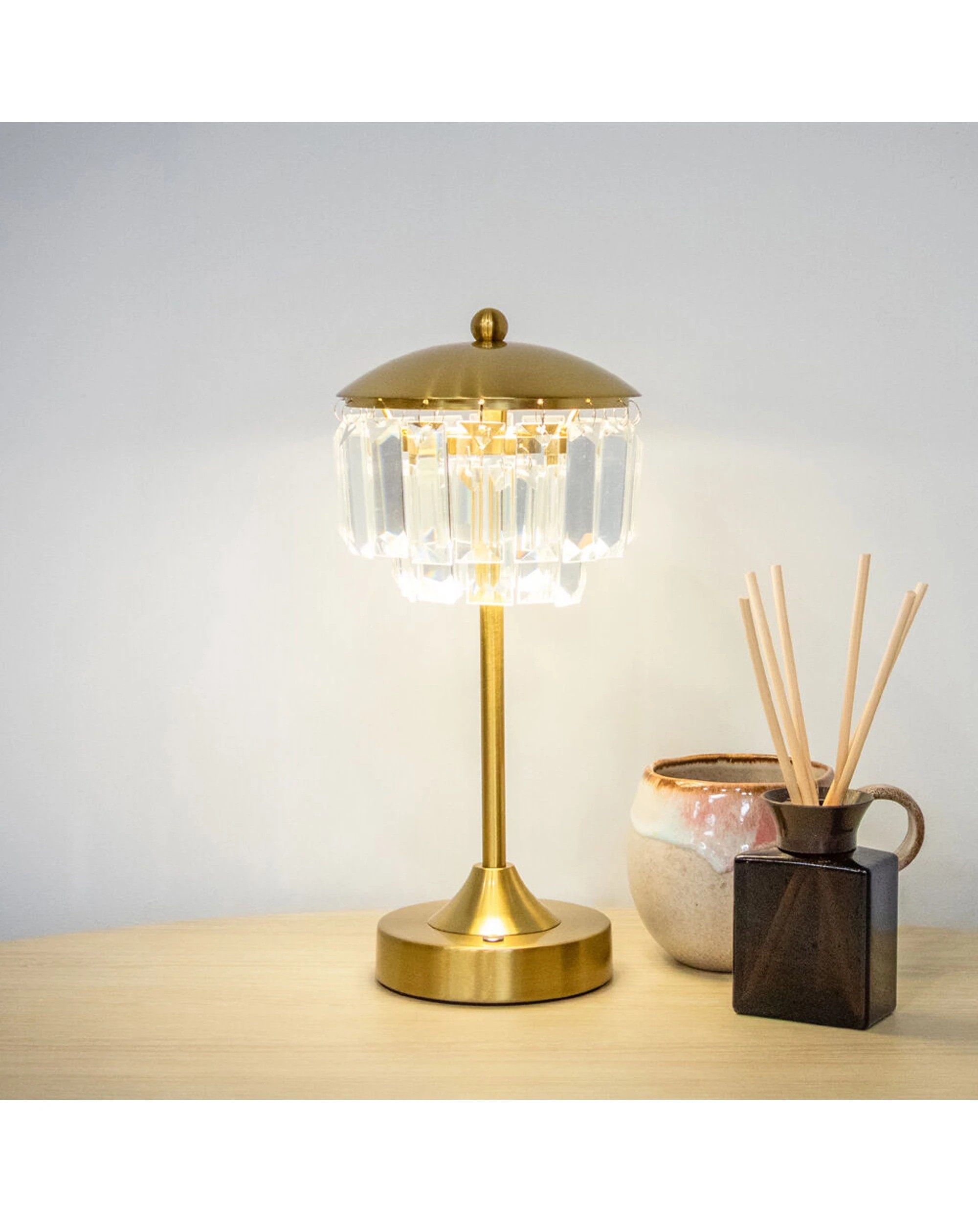 8 BOYLE Rechargeable LED Table Lamp Crystals Shade Adjustable Lighting 2000mA - Bronze, 8 of 8