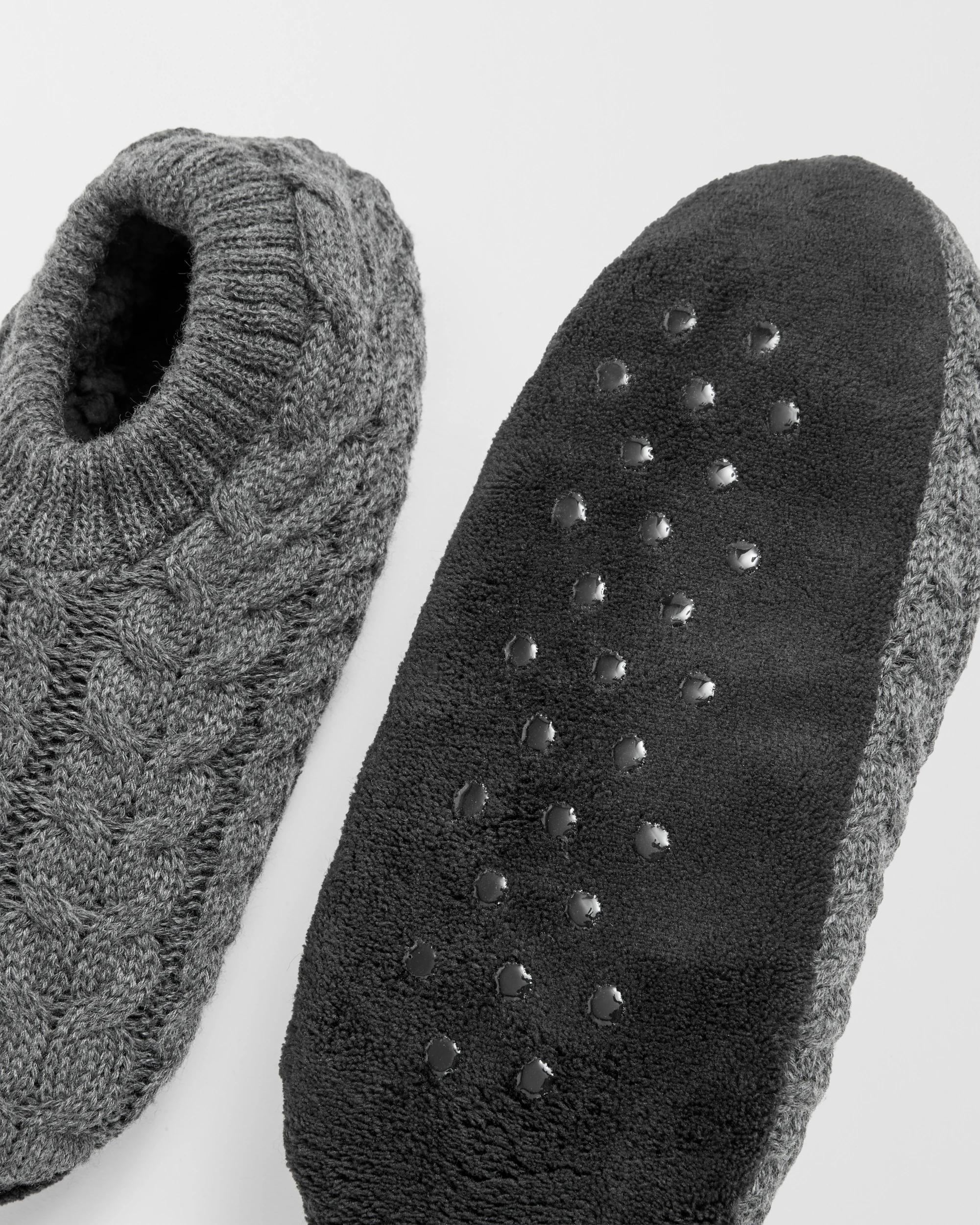 2 Target Man Slipper Socks CABLE CHARCOAL, 2 of 4