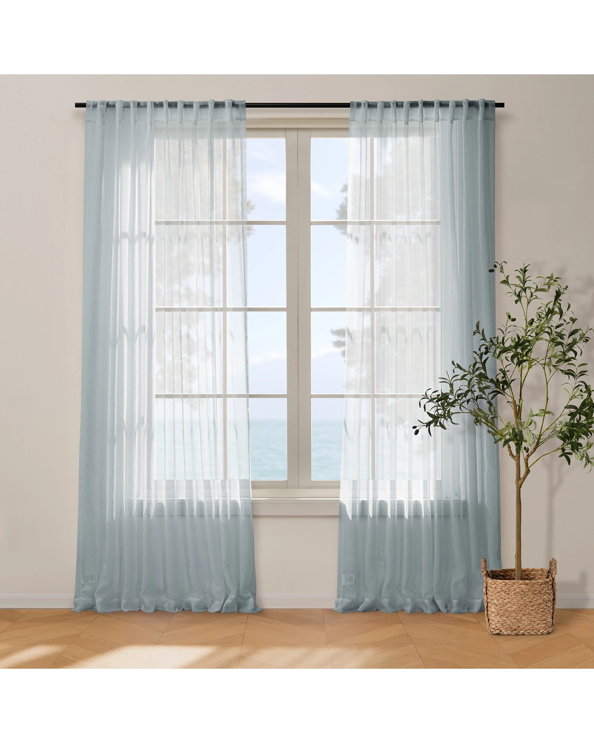 1 Cadence & Co. Kirra Sheer Concealed Tab Top Curtain Twin Pack 90x223cm - Sky, 1 of 4