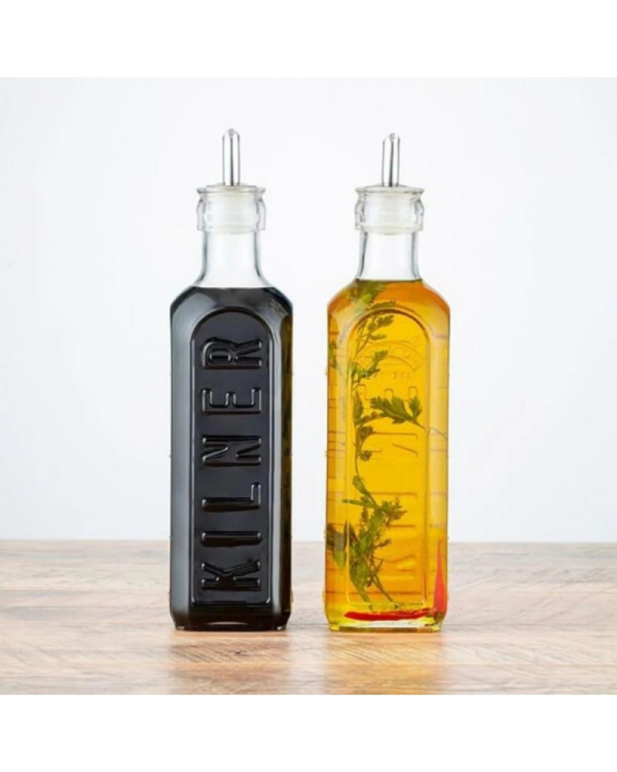 2 Kilner 2pc Glass Oil Bottle Set With Drip Pourer Rack Dishwasher Safe 600ml - Clear, 2 of 2