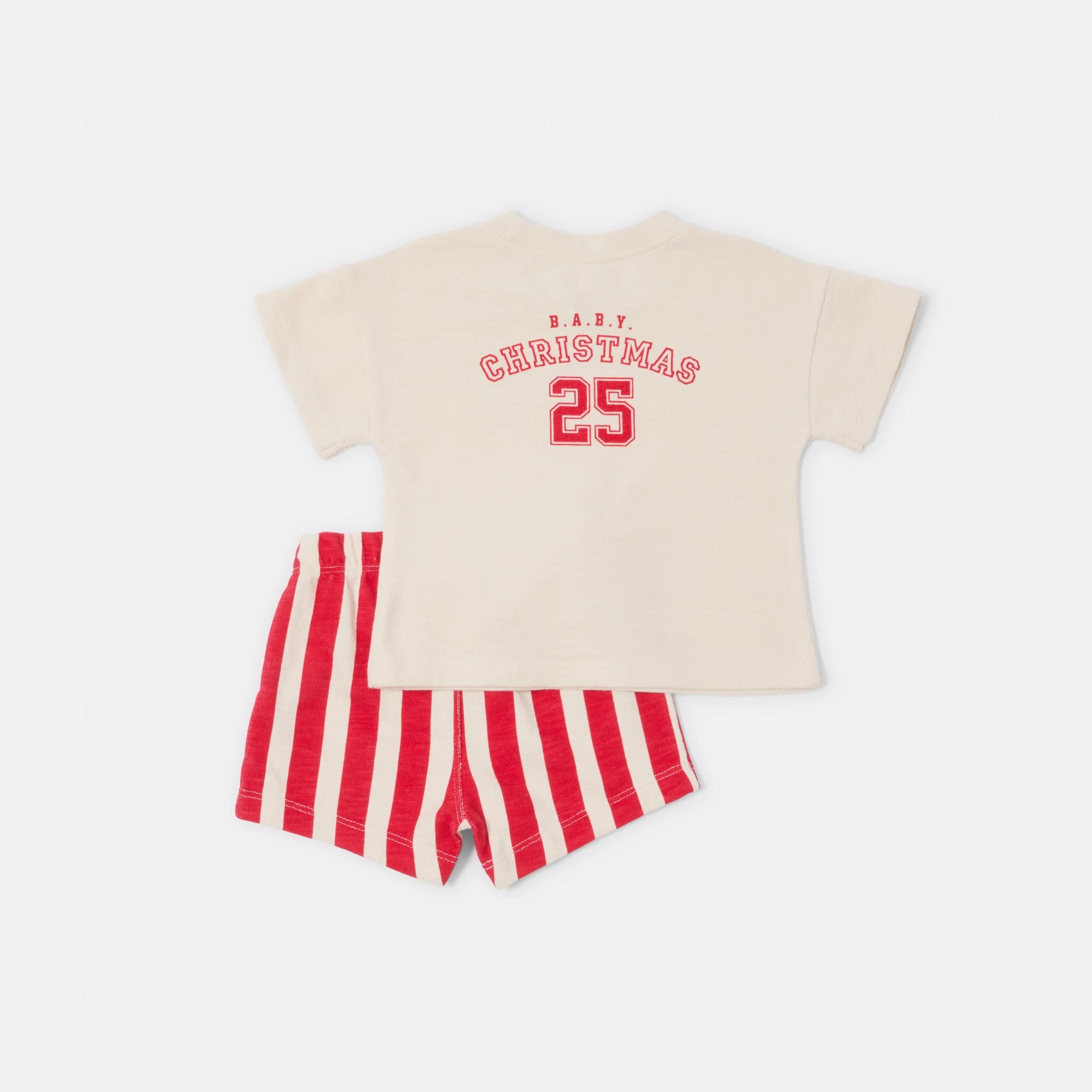 2 Christmas Short Sleeve T-shirt and Shorts Set CHALK CHRISTMAS, 2 of 6