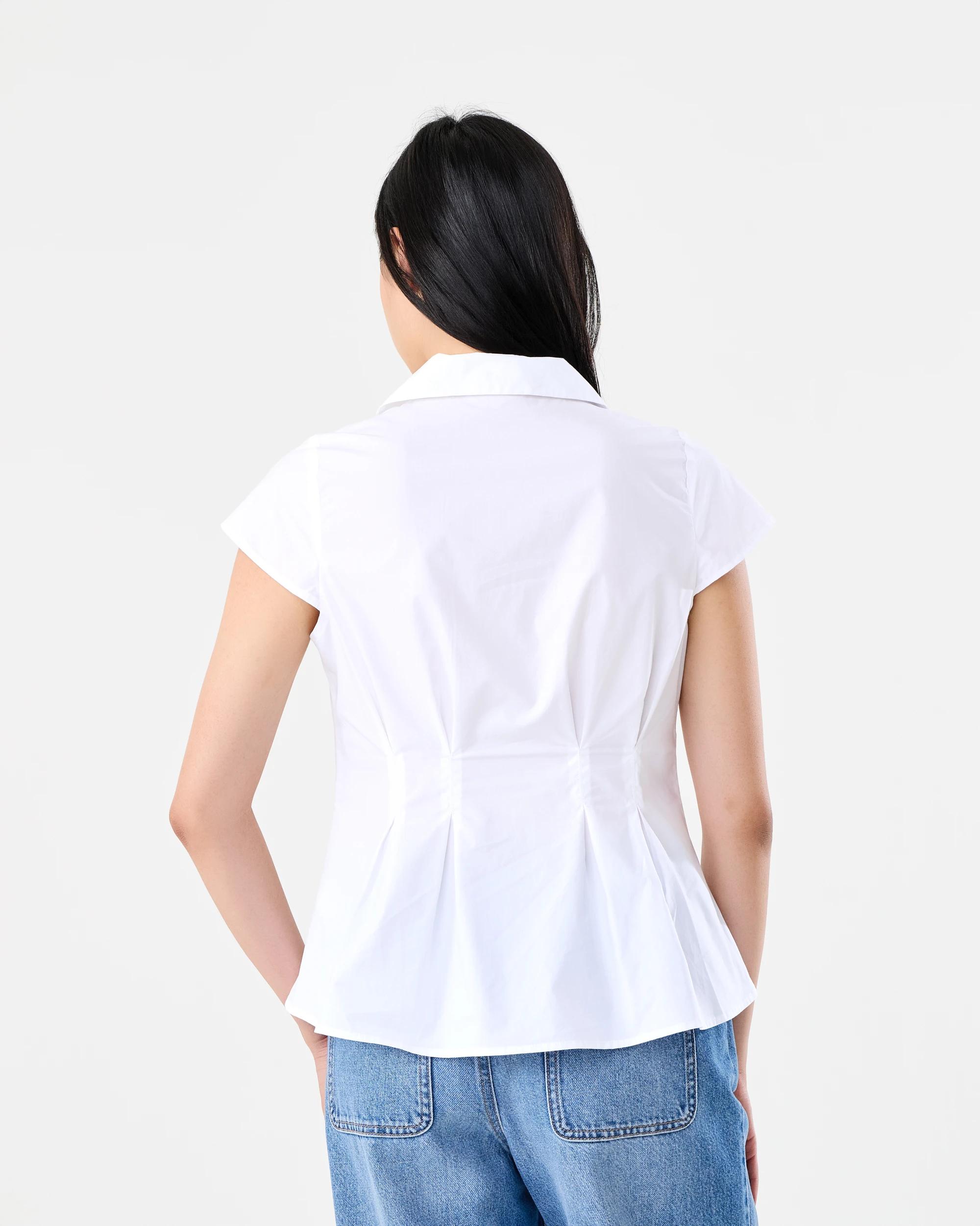 3 Short Sleeve Pleat Detail Shirt White, 3 of 6