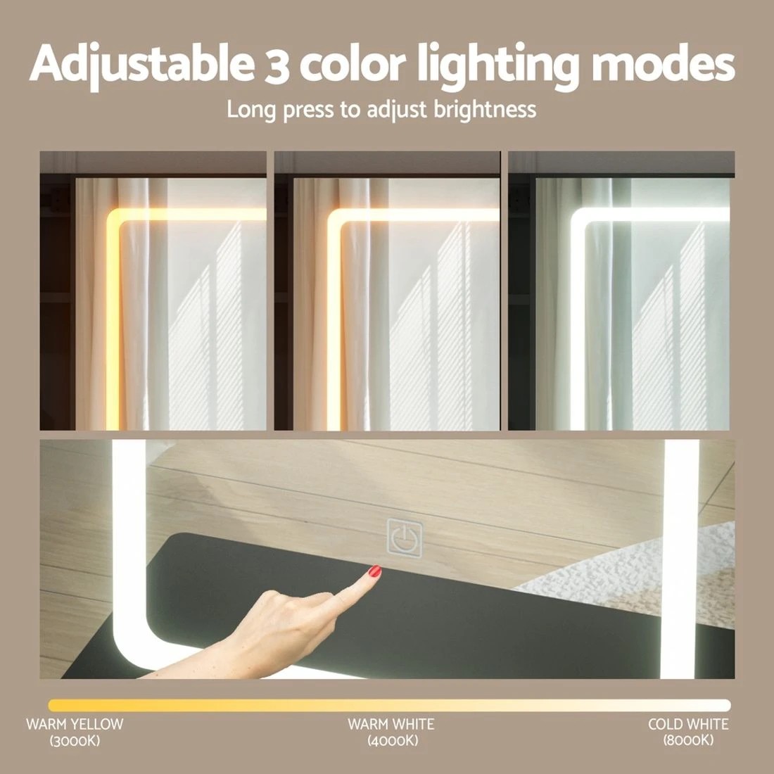 6 Artiss Dressing Table Vanity Desk Set Stool Led
 - black, 6 of 8