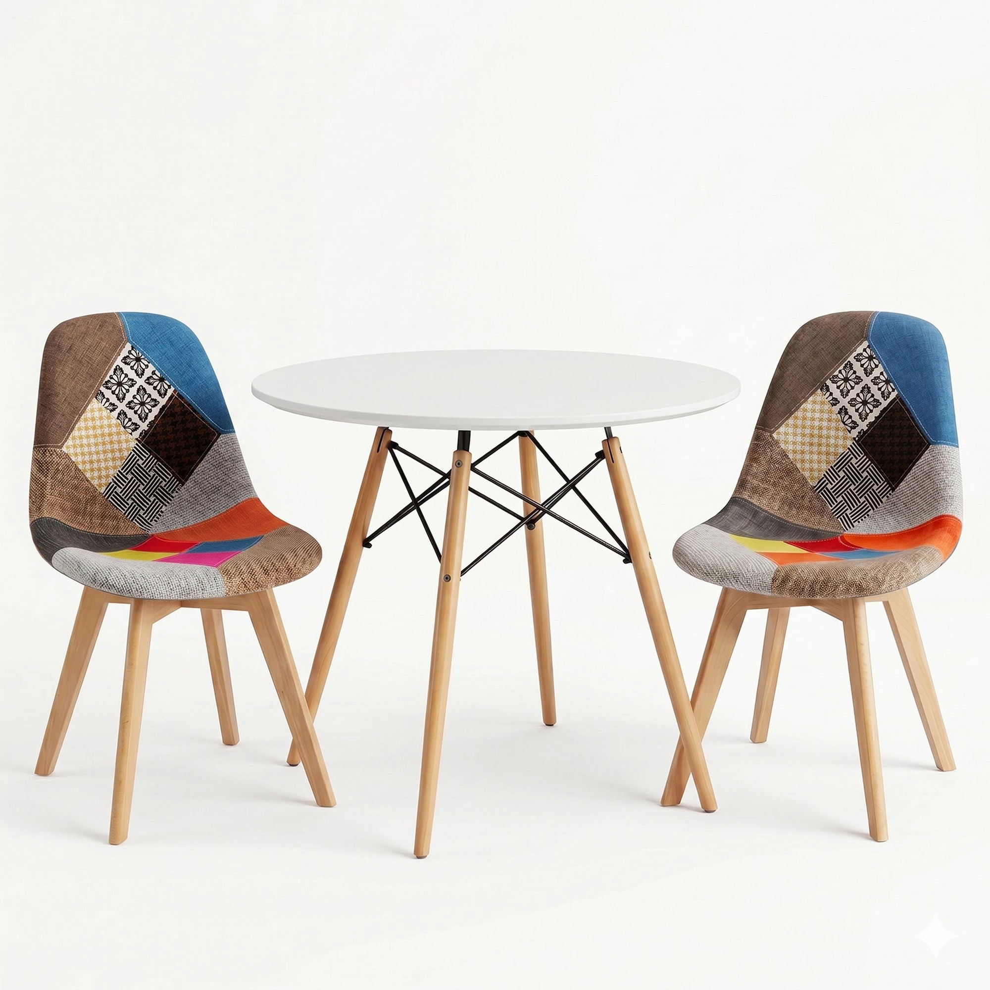8 Artiss Dining Table and Chairs Set 3PCS 90cm Round  2 Seater Dining Set for Kitchen, Apartment, Dining Room - Multi, 8 of 8