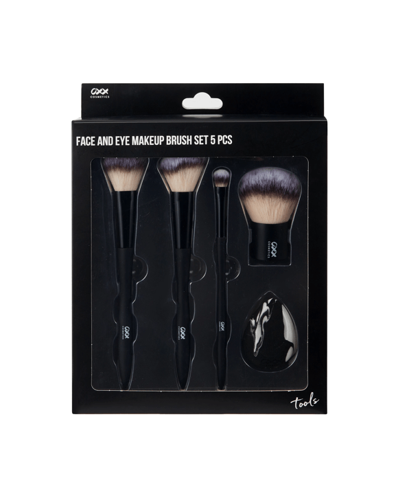 OXX Cosmetics 5 Piece Face and Eye Makeup Brush Set - Black
