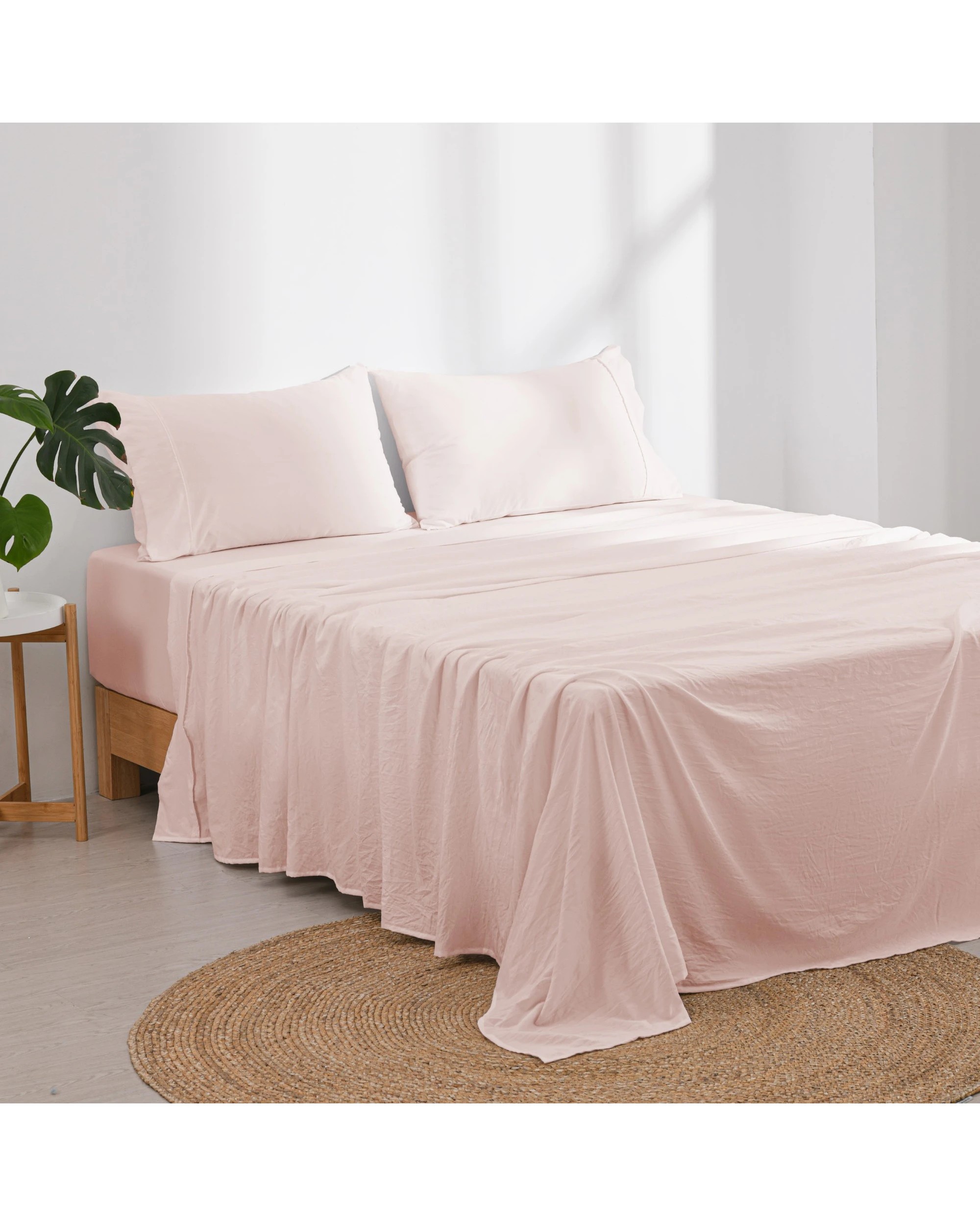 6 Dreamaker Superfine Washed Microfibre Sheet Set - King Single Bed - Blush Pink, 6 of 8