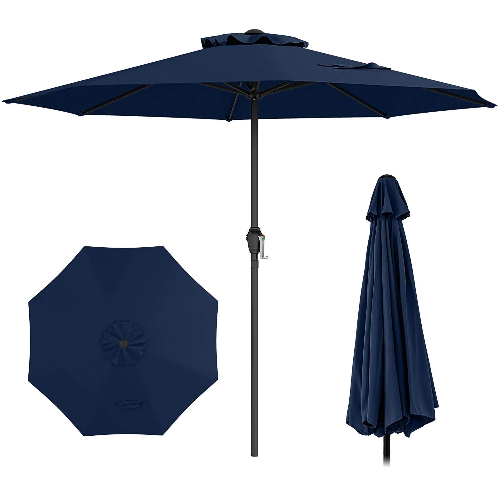 1 Costway 2.6M Patio Umbrella Outdoor Metal Market Umbrella Heavy Sun Shade Shelter - Blue, 1 of 1