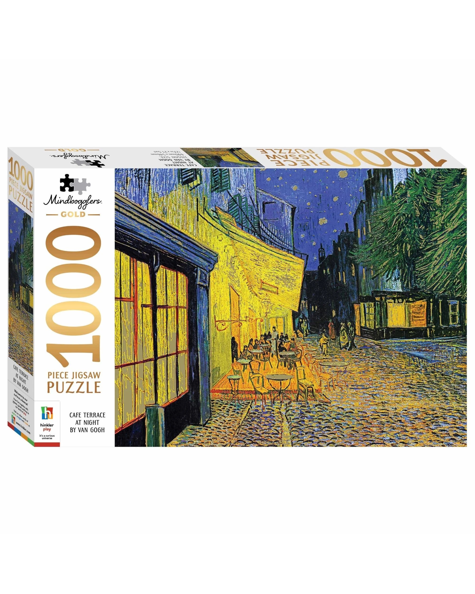 1 Hinkler Mindbogglers Gold 1000 Cafe Terrace Van Gogh Piece Puzzle, 1 of 3