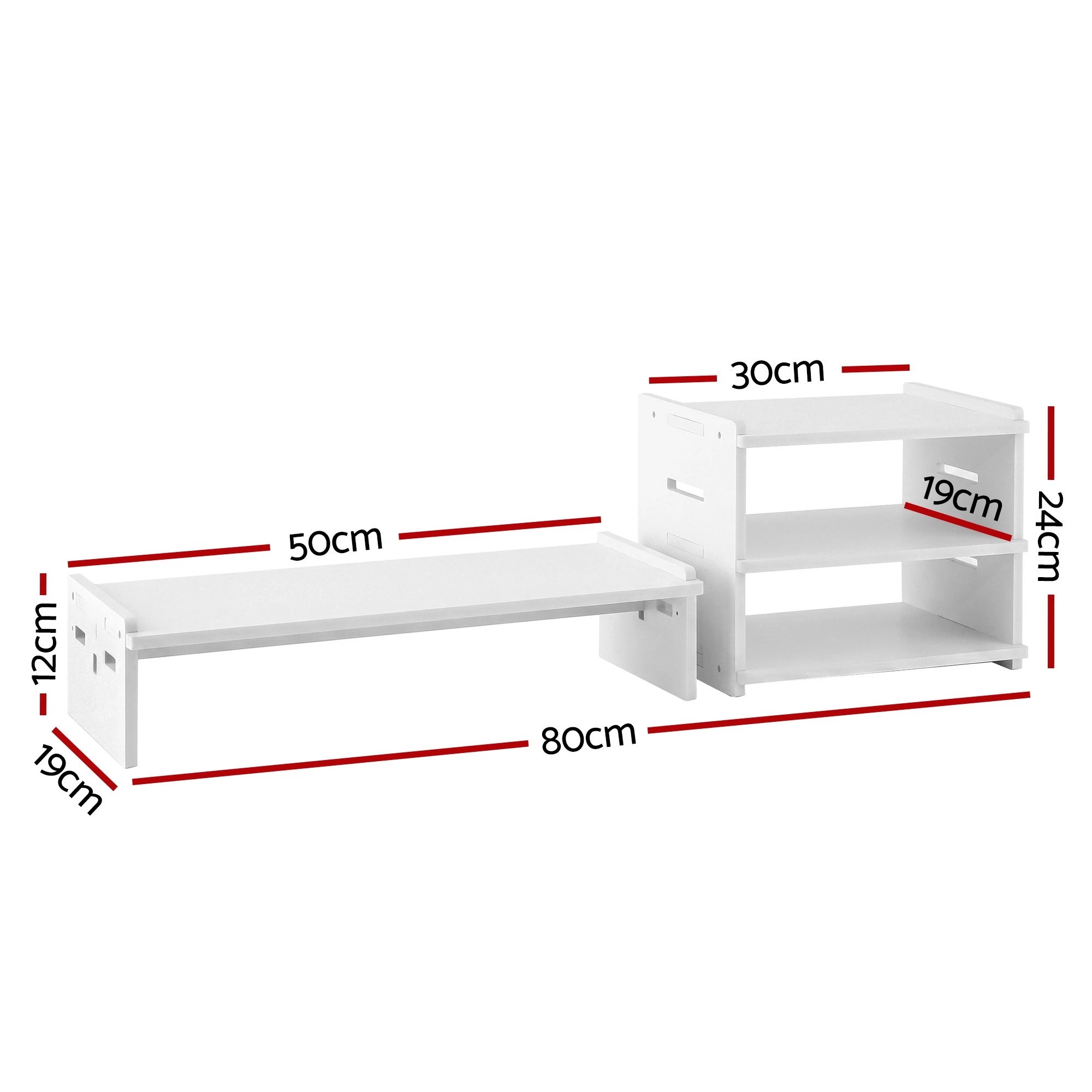 Artiss 2-in-1 Monitor Stand and 3-Tier Desk Organiser, PC Screen Riser ...