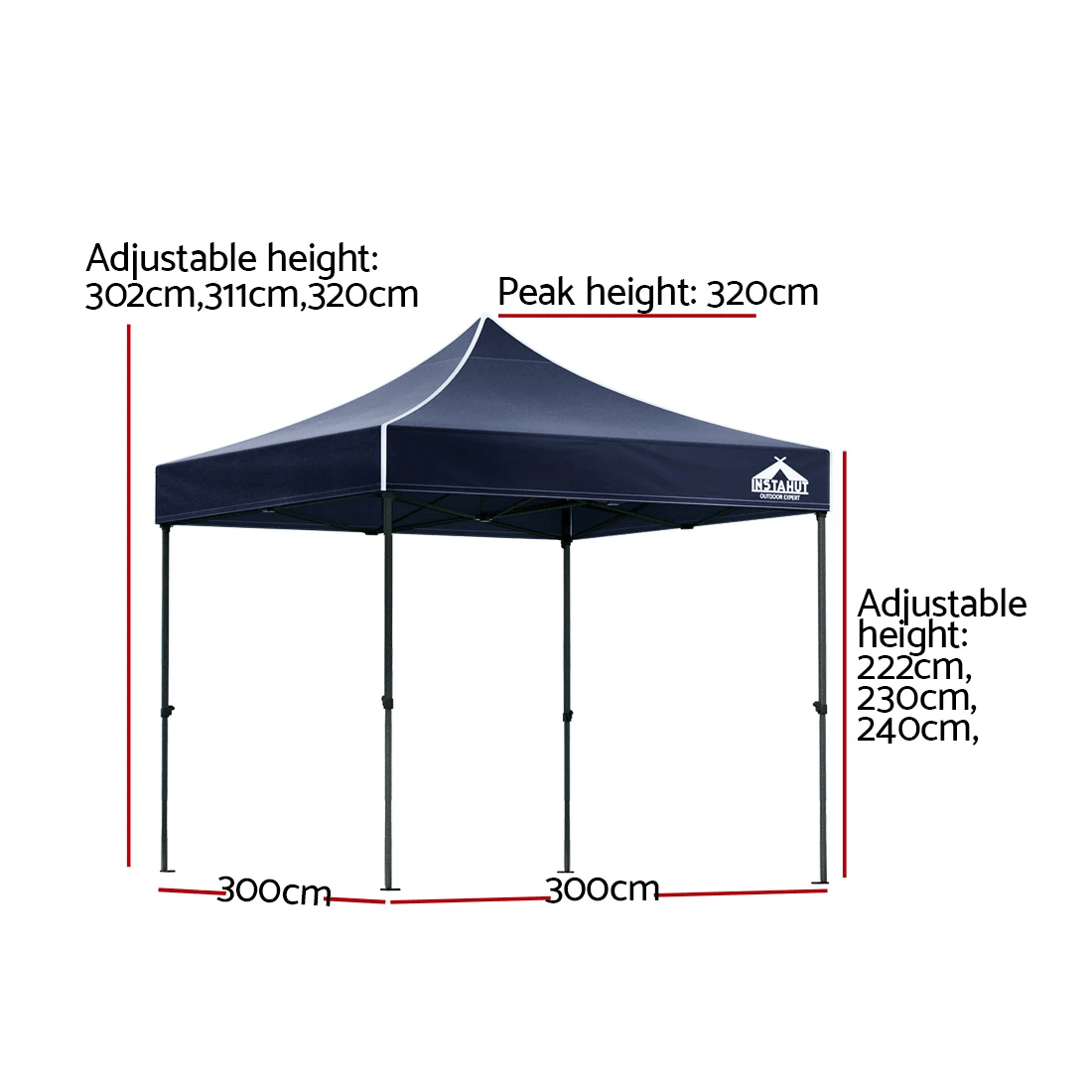2 Instahut Gazebo Pop Up Marquee 3x3m Folding Tent Wedding Outdoor Camping Canopy Gazebos Shade - Multi, 2 of 2