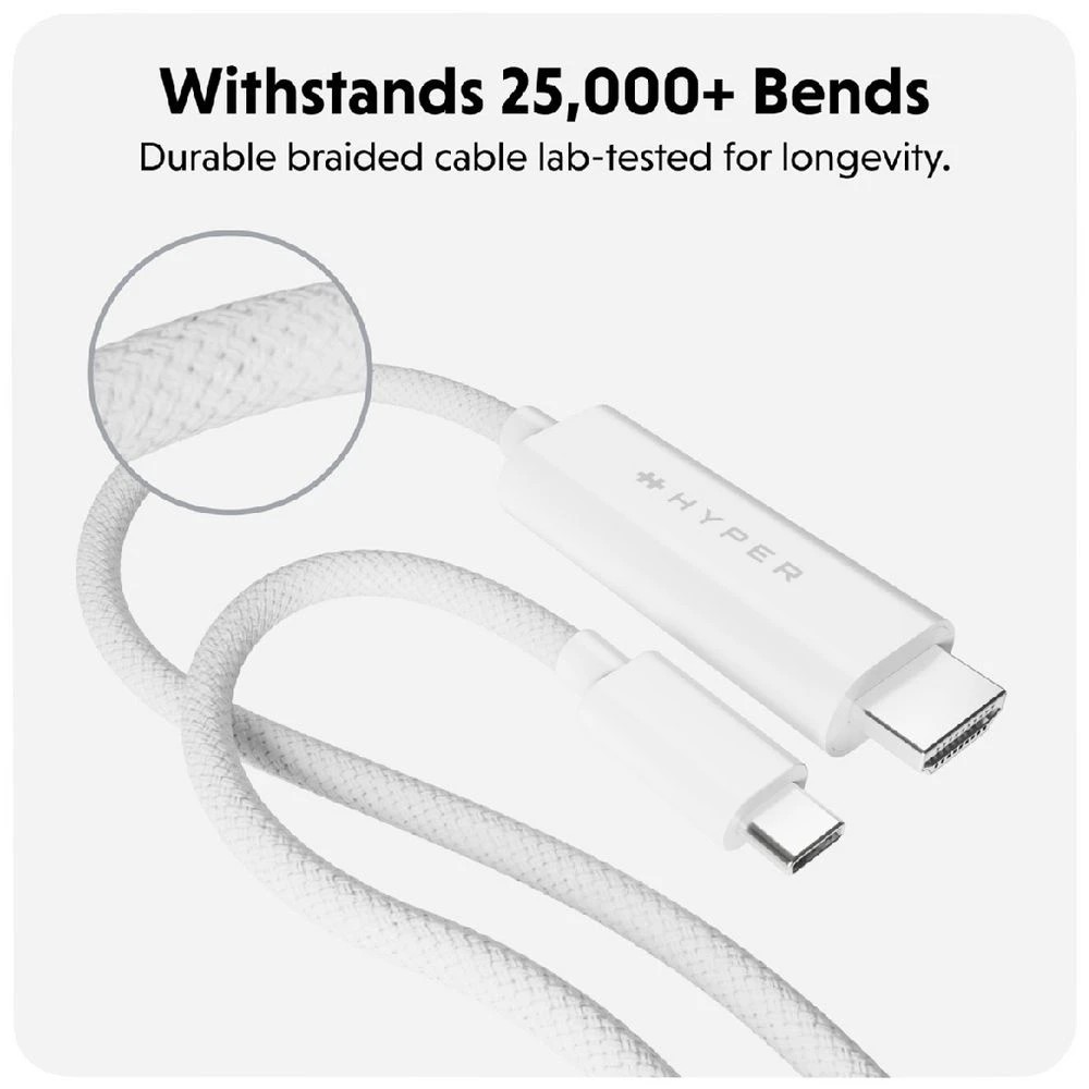 2 HyperDrive USB-C to HDMI 4K60Hz Cable 2.5m White, 2 of 8