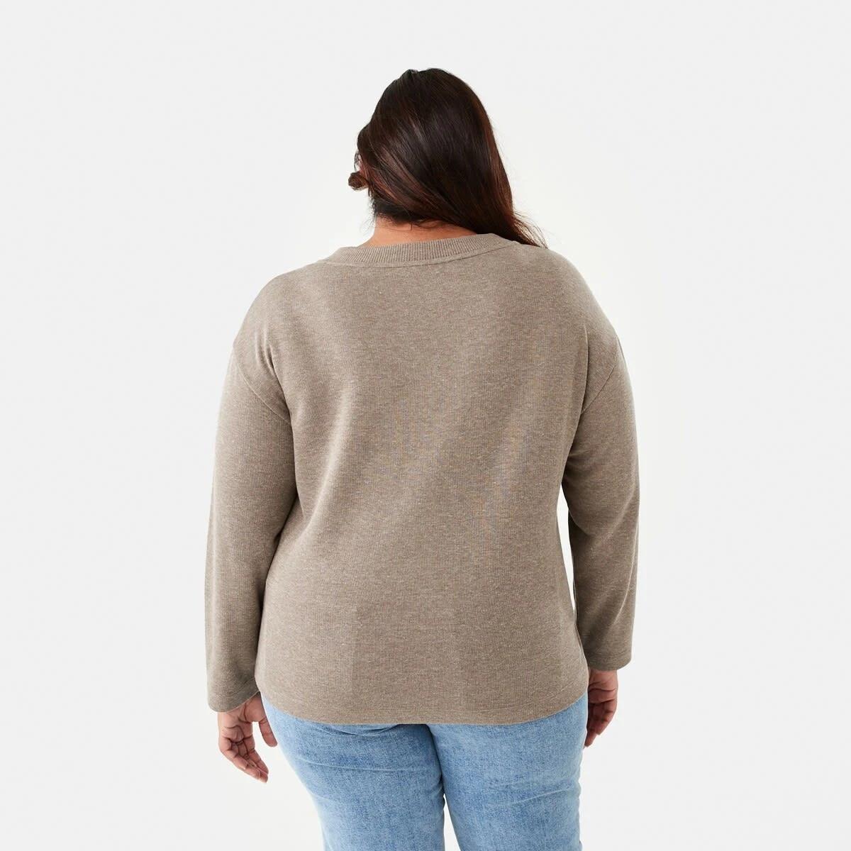 3 Curve V-Neck Relaxed Jumper Taupe Mrl, 3 of 6