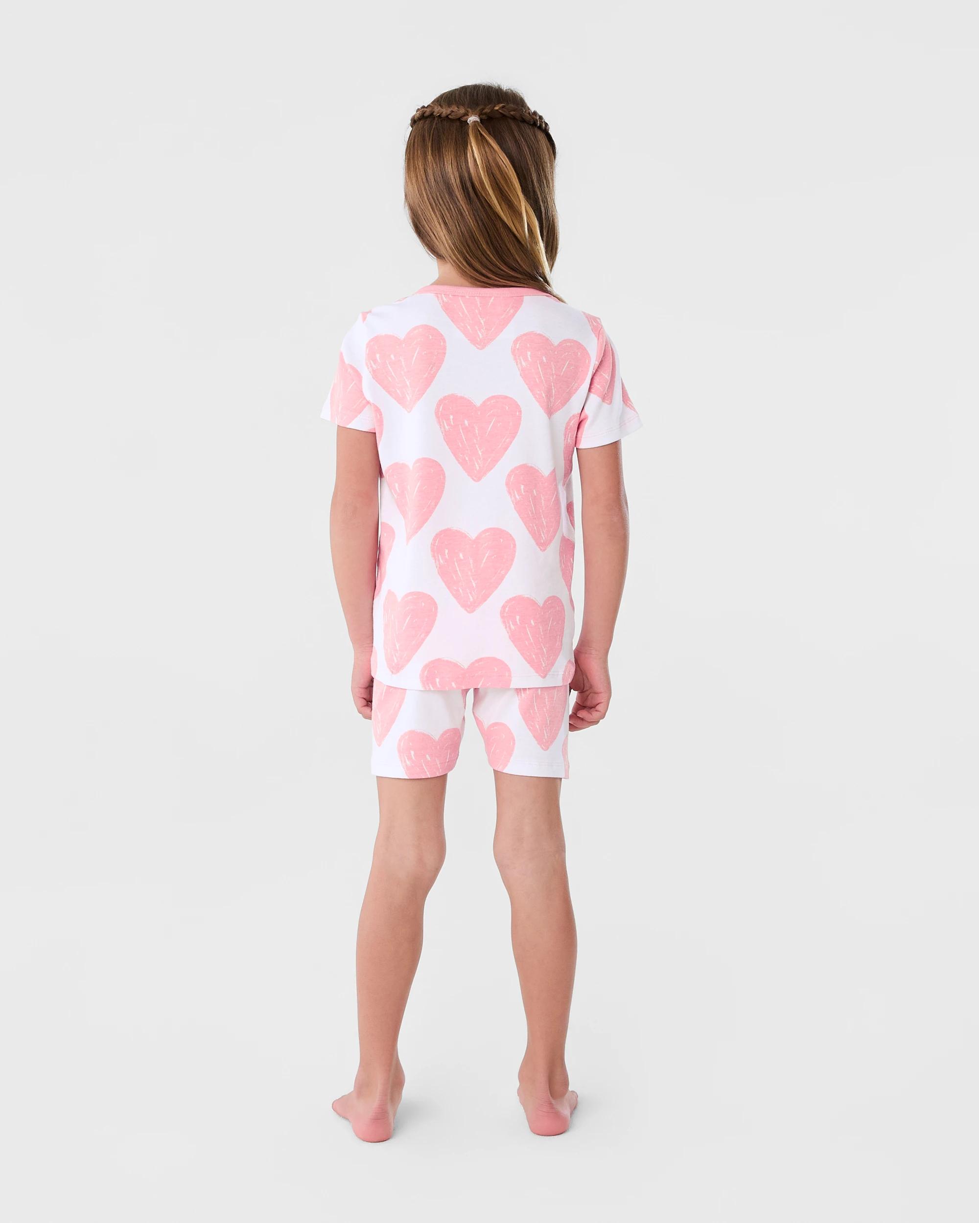 8 Short Sleeve Ribbed Pyjama Set Wht Heart, 8 of 9