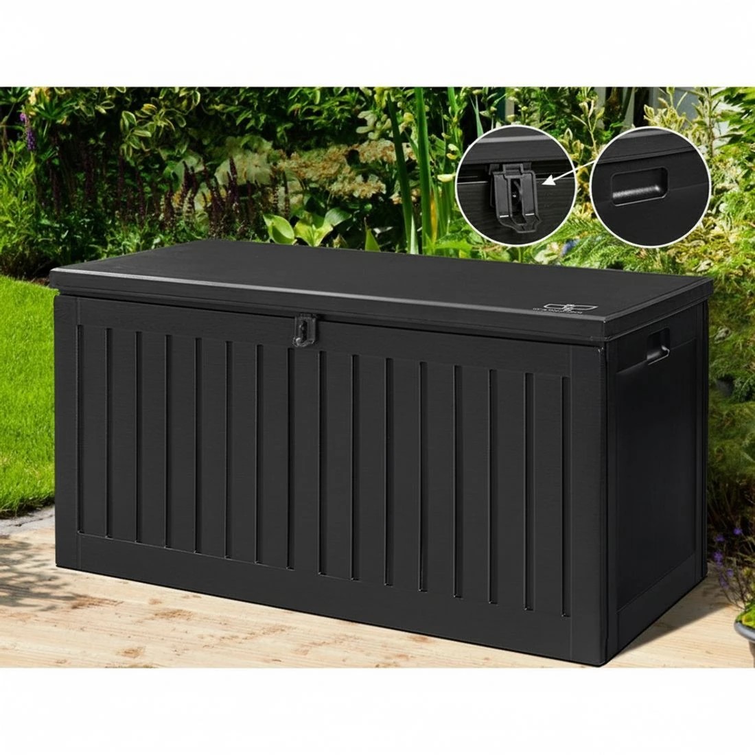 7 Gardeon Outdoor Storage Box 270L Container - Black, 7 of 8