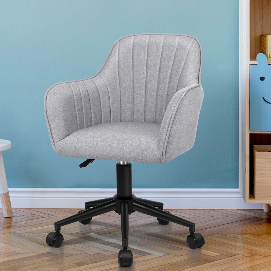 2 Alfordson Office Chair Fabric Armchair Computer Swivel Adult Kids - Grey, 2 of 10