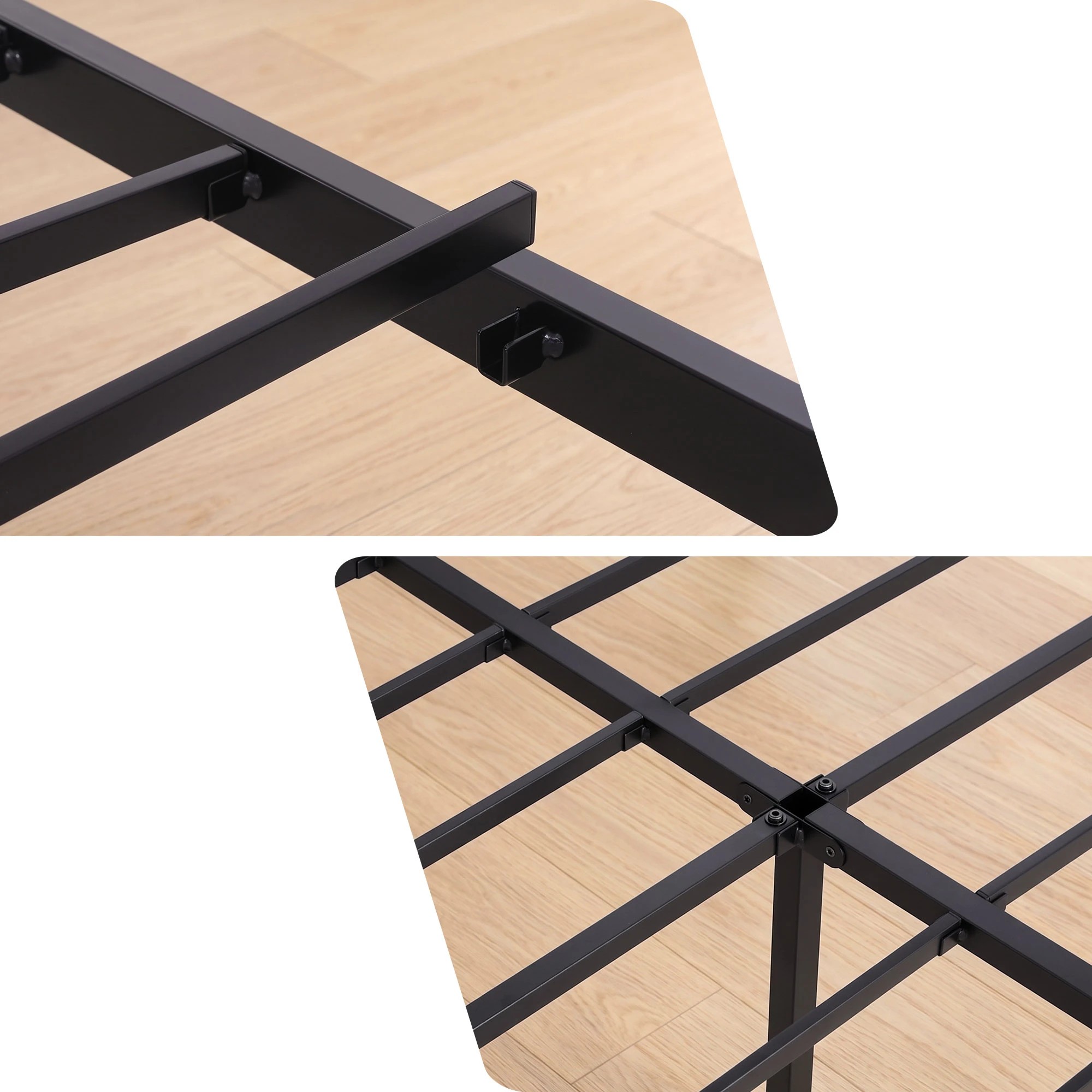 6 Artiss Bed Frame Queen Size with Charging Station WAVE - Black, 6 of 7