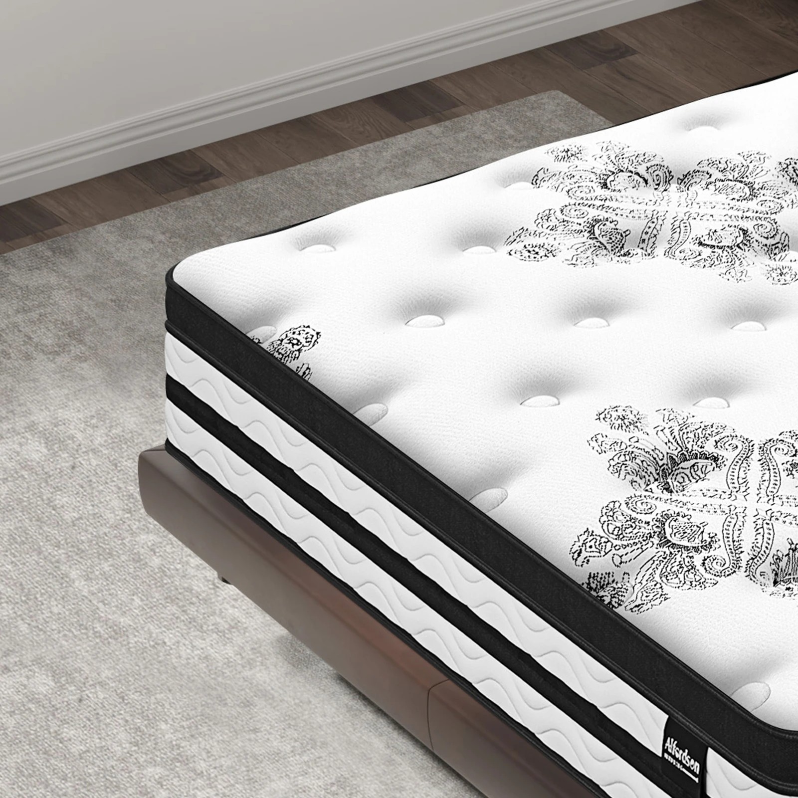 2 Alfordson Mattress Euro Top 22CM Bonell Spring Medium Firm Memory Foam - King Bed, 2 of 10