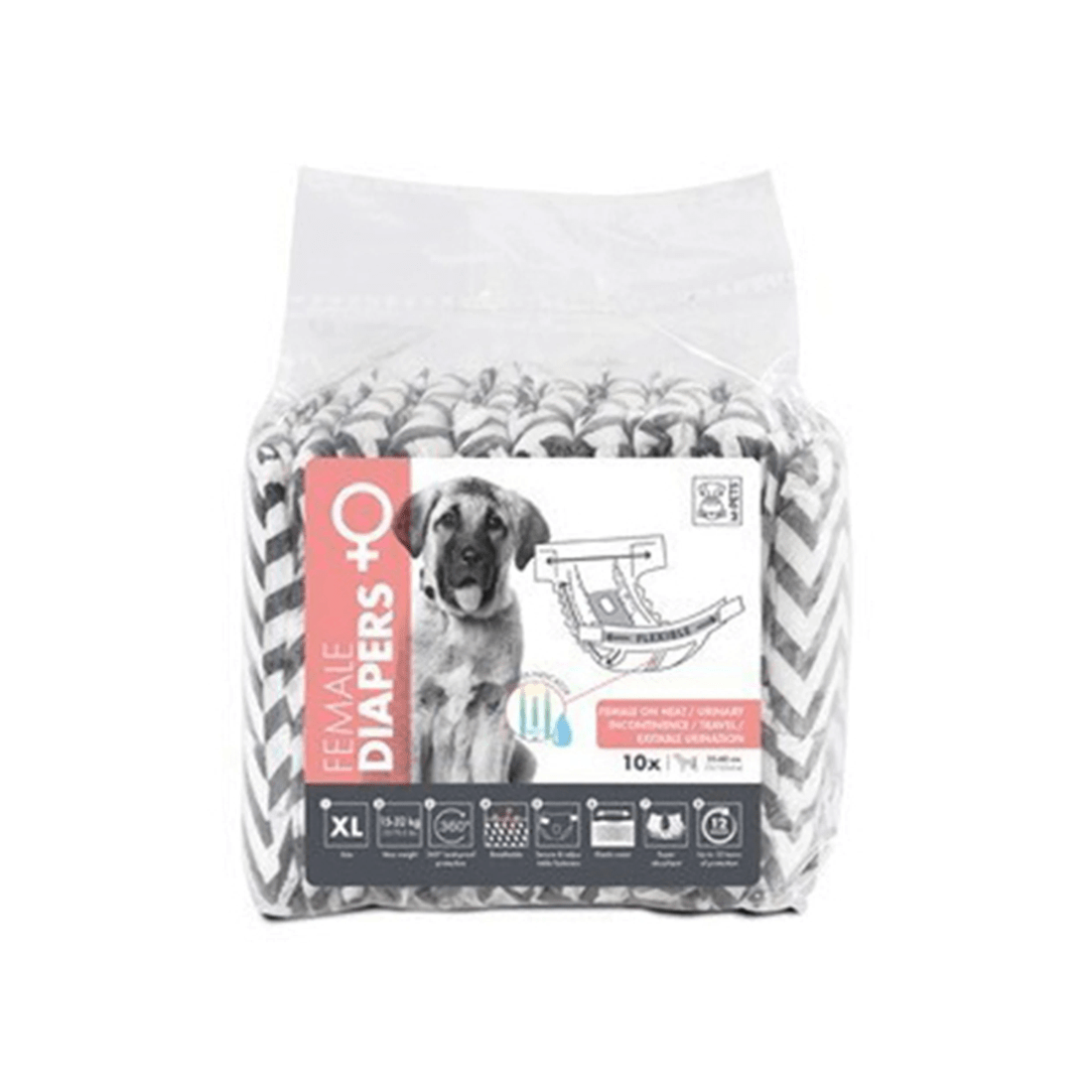 3 M-pets 10pc Female Dog Puppy Pet Diapers Breathable Xl With Witness Indicator
 - White, 3 of 3