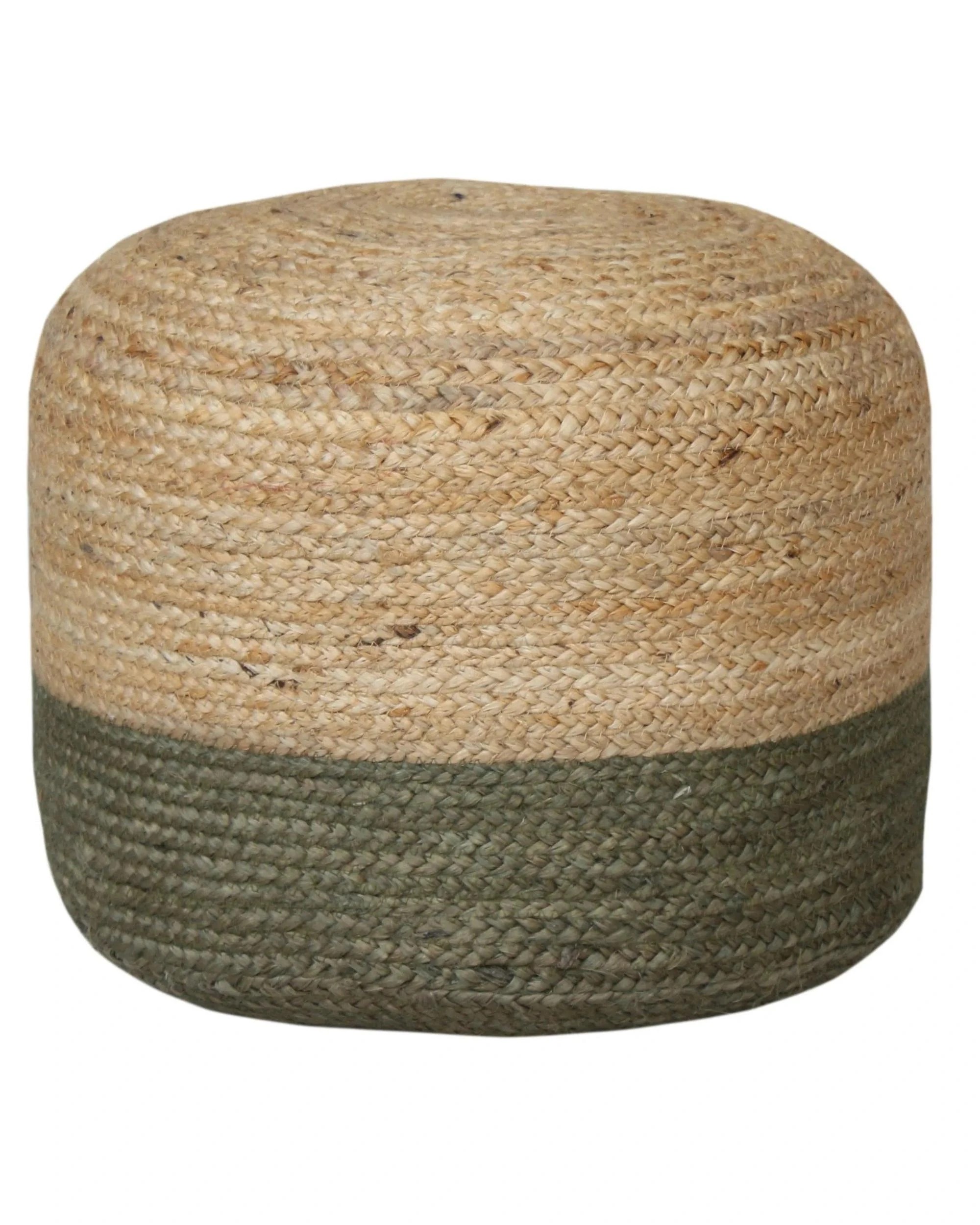 1 La Grace Home Ombre Hand Braided Jute Cotton Pouf Ottoman - Olive, 1 of 1