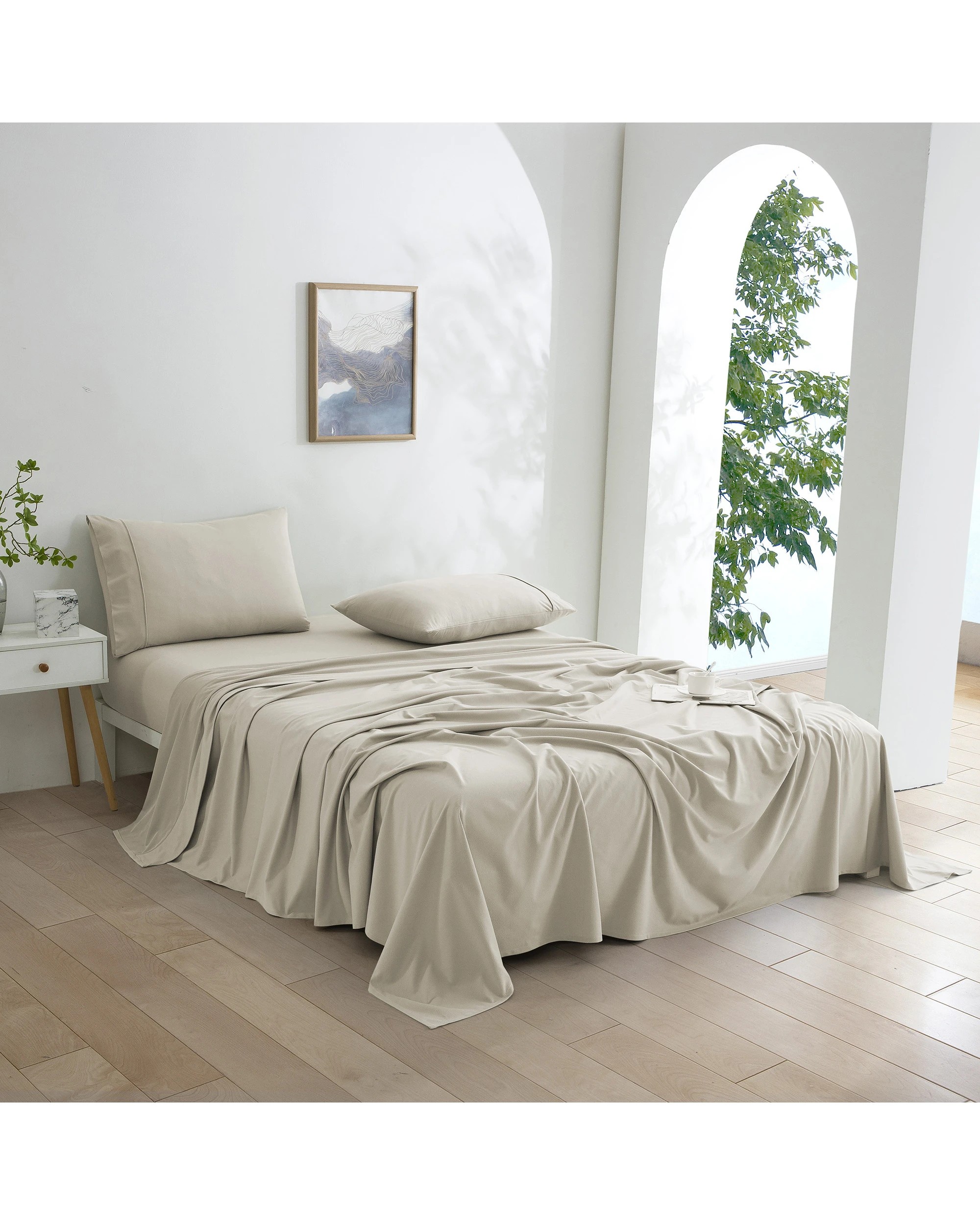 2 Dreamaker Micro Flannel Sheet Set - Super King Bed - Stone, 2 of 8