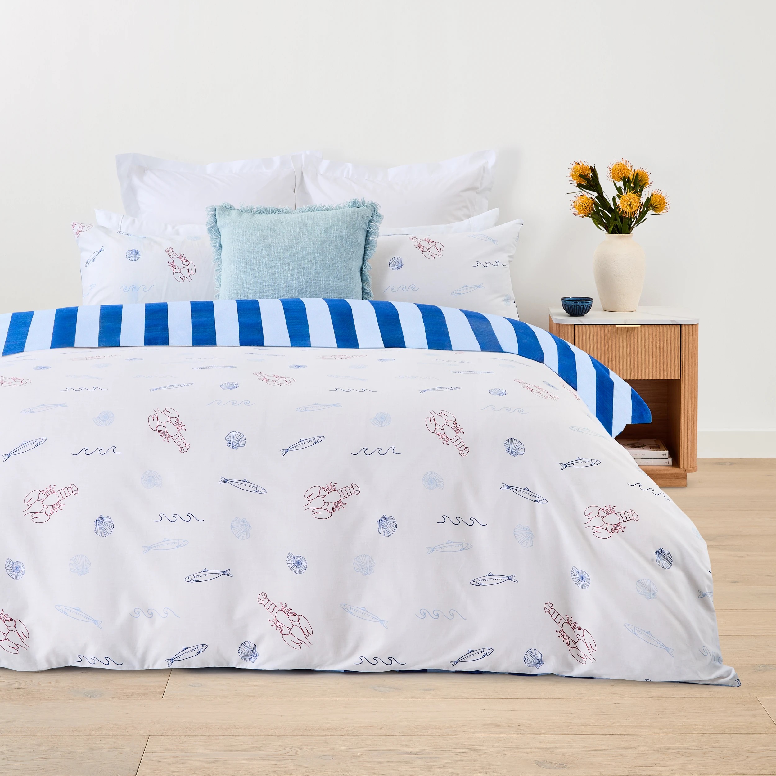 1 Sardine Summer Cotton Rich Reversible Quilt Cover Set - Queen Bed, 1 of 7